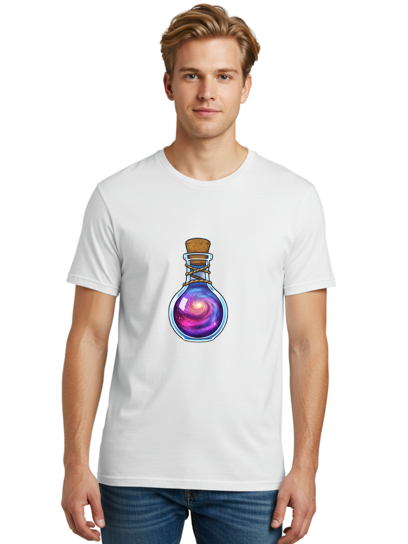 Galaxy-Potion-Bottle-3 Men'S Graphic Tee, 100% Cotton, Comfortable Casual Summer Wear, Machine Washable, Vintage Camera, Old Camera, Antique Camera, Black Camera, Classic Photography, Photography Equipment, Nostalgic Device, Film Camera, Baj060