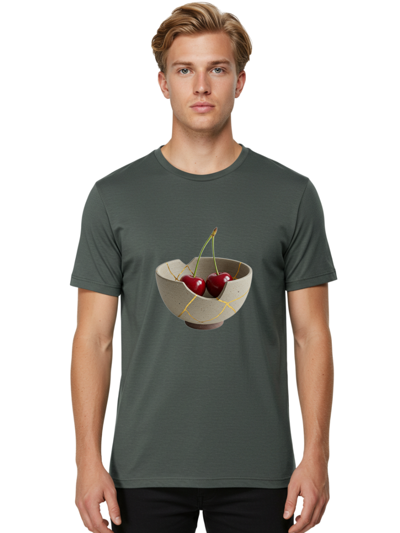 Kintsugi-Bowl-Cherries Men'S Graphic Tee, 100% Cotton, Comfortable Casual Summer Wear, Machine Washable, Vintage Camera, Old Camera, Antique Camera, Black Camera, Classic Photography, Photography Equipment, Nostalgic Device, Film Camera, Baj082