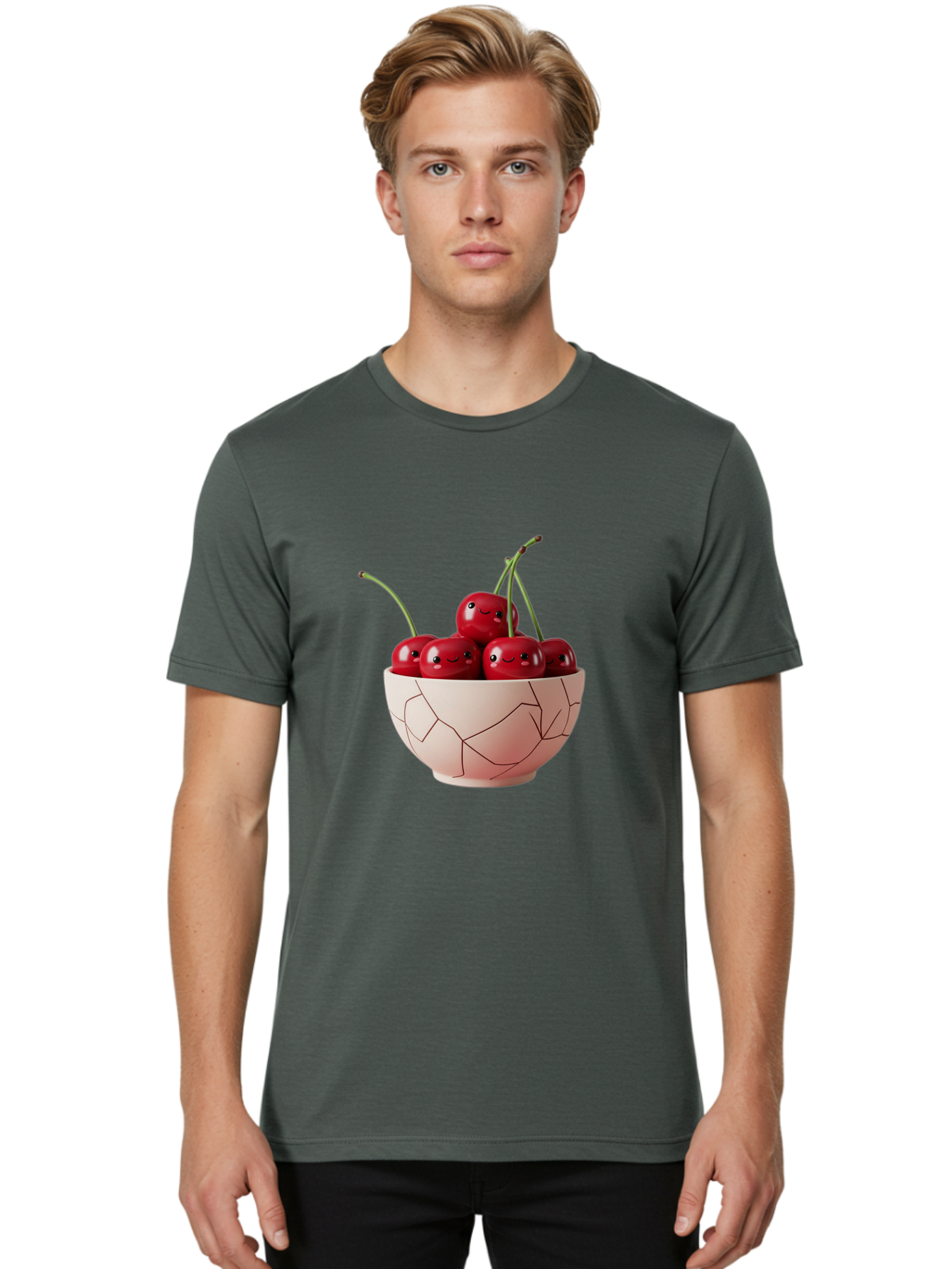 Kintsugi-Bowl-Of-Cherries Men'S Graphic Tee, 100% Cotton, Comfortable Casual Summer Wear, Machine Washable, Vintage Camera, Old Camera, Antique Camera, Black Camera, Classic Photography, Photography Equipment, Nostalgic Device, Film Camera, Baj083