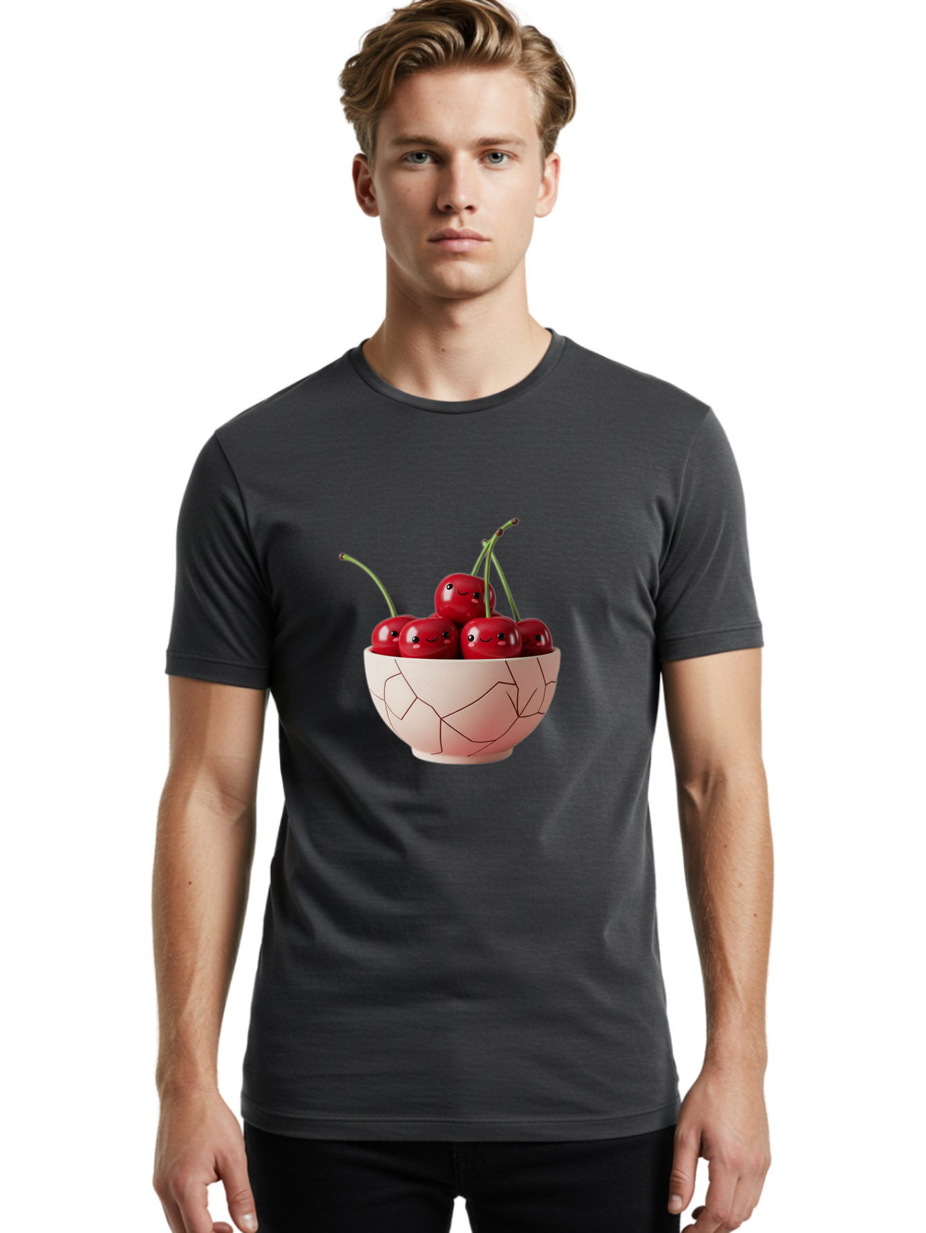 Kintsugi-Bowl-Of-Cherries Men'S Graphic Tee, 100% Cotton, Comfortable Casual Summer Wear, Machine Washable, Vintage Camera, Old Camera, Antique Camera, Black Camera, Classic Photography, Photography Equipment, Nostalgic Device, Film Camera, Baj083
