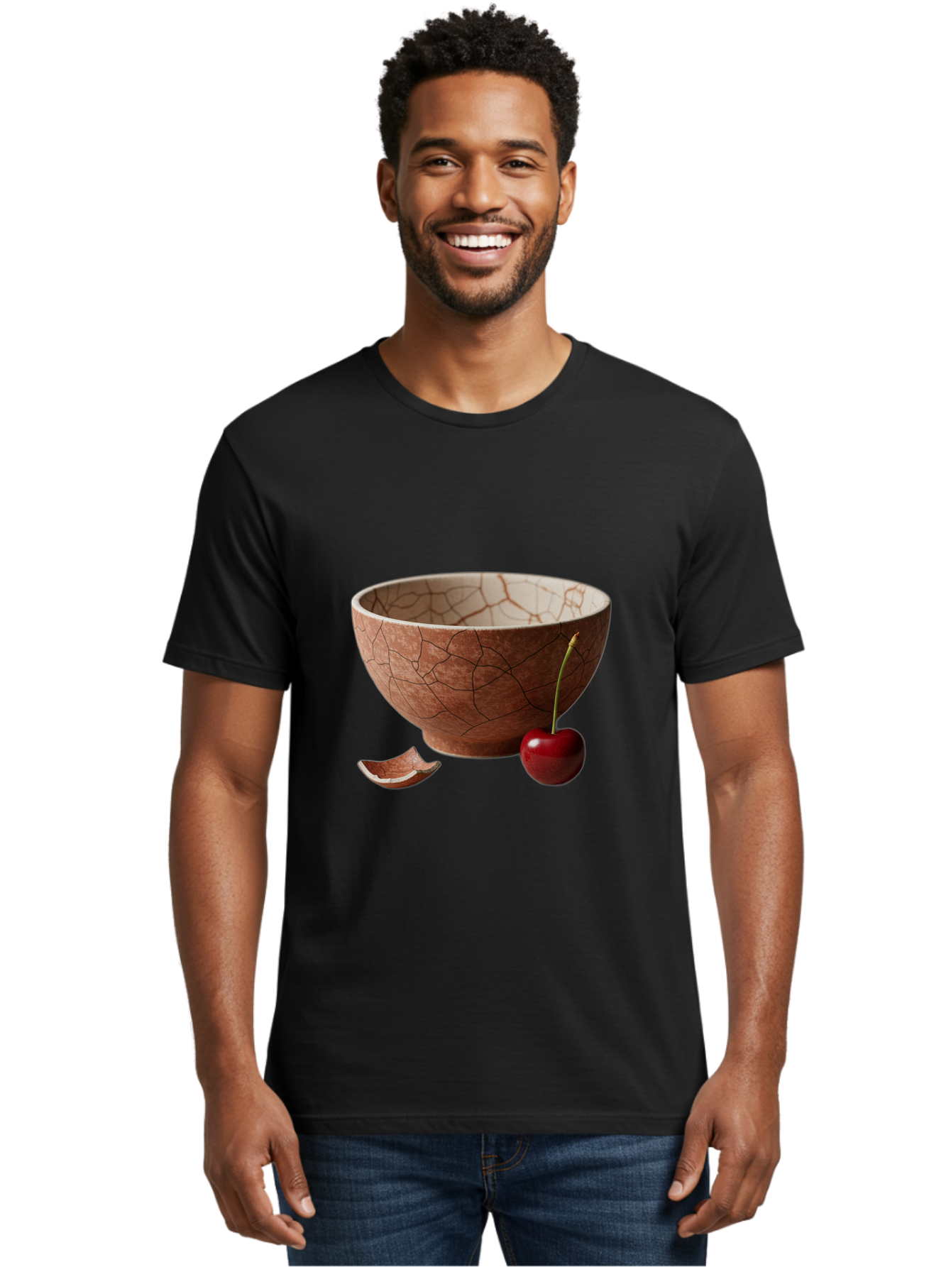 Kintsugi-Bowl-With-Cherry Men'S Graphic Tee, 100% Cotton, Comfortable Casual Summer Wear, Machine Washable, Vintage Camera, Old Camera, Antique Camera, Black Camera, Classic Photography, Photography Equipment, Nostalgic Device, Film Camera, Baj084