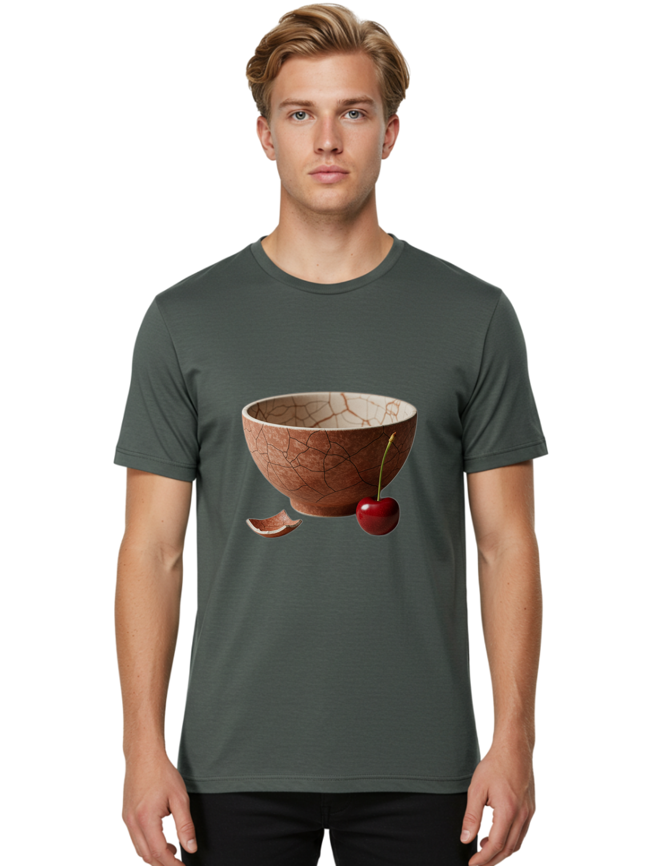 Kintsugi-Bowl-With-Cherry Men'S Graphic Tee, 100% Cotton, Comfortable Casual Summer Wear, Machine Washable, Vintage Camera, Old Camera, Antique Camera, Black Camera, Classic Photography, Photography Equipment, Nostalgic Device, Film Camera, Baj084