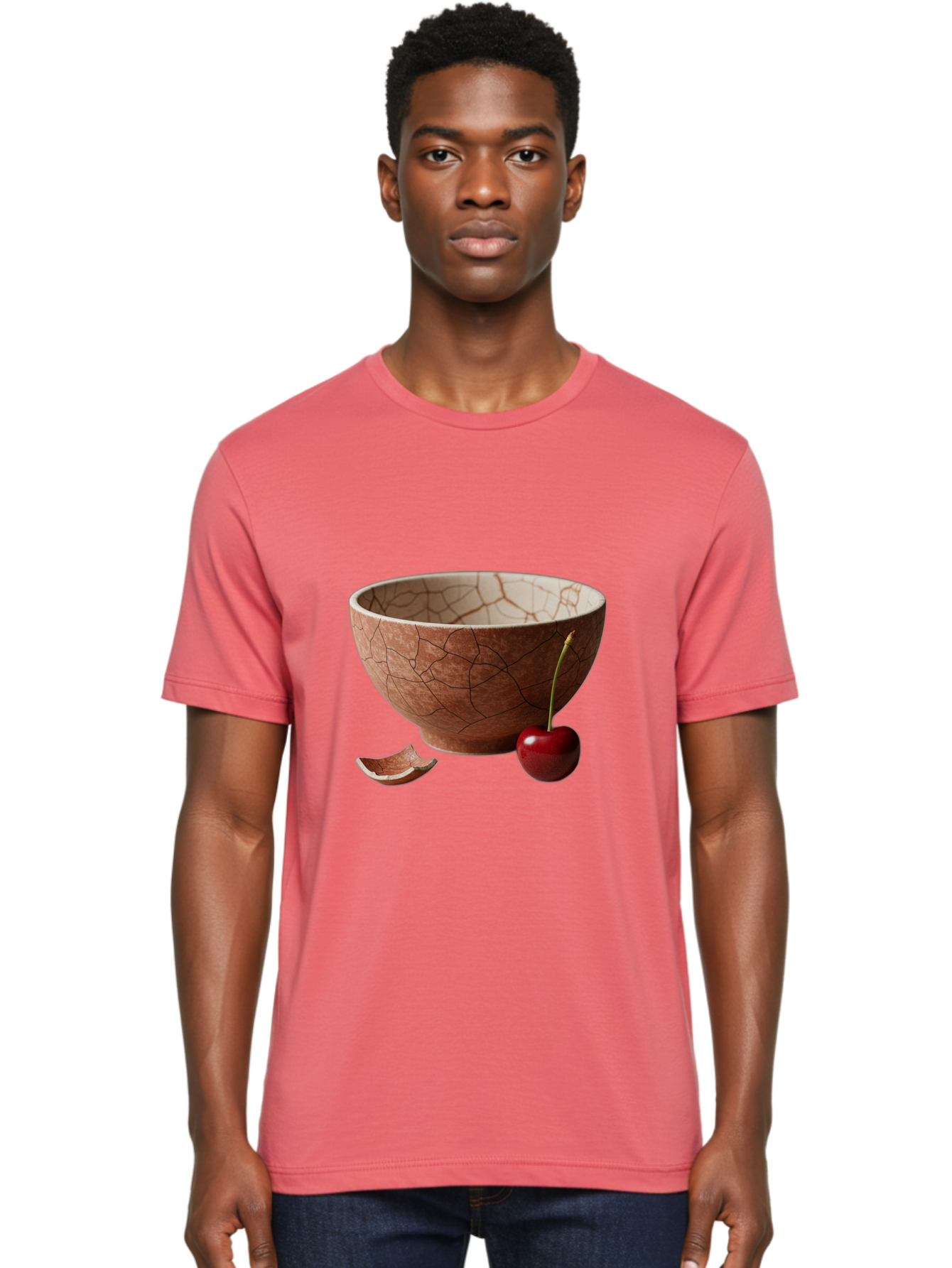 Kintsugi-Bowl-With-Cherry Men'S Graphic Tee, 100% Cotton, Comfortable Casual Summer Wear, Machine Washable, Vintage Camera, Old Camera, Antique Camera, Black Camera, Classic Photography, Photography Equipment, Nostalgic Device, Film Camera, Baj084