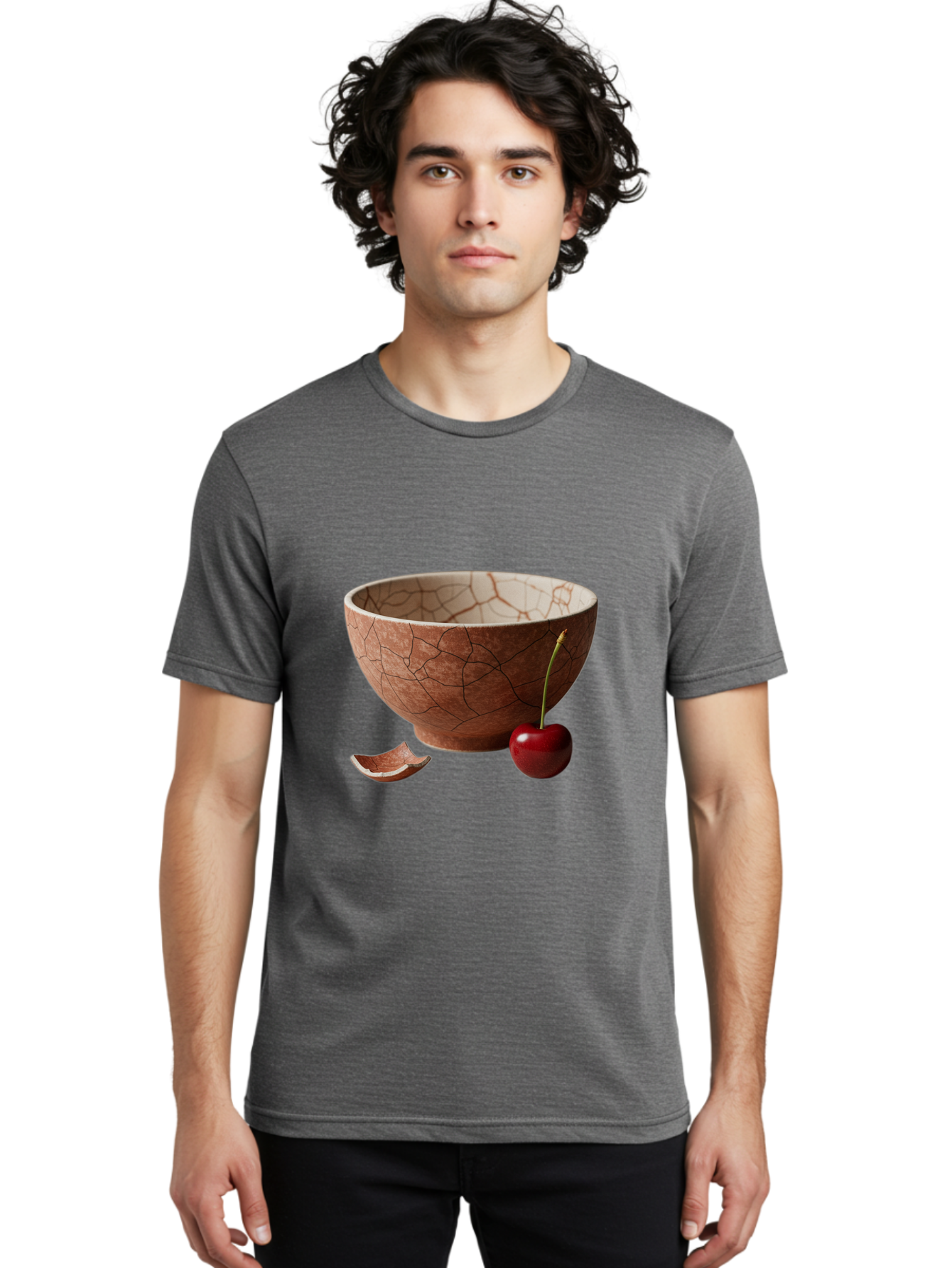 Kintsugi-Bowl-With-Cherry Men'S Graphic Tee, 100% Cotton, Comfortable Casual Summer Wear, Machine Washable, Vintage Camera, Old Camera, Antique Camera, Black Camera, Classic Photography, Photography Equipment, Nostalgic Device, Film Camera, Baj084