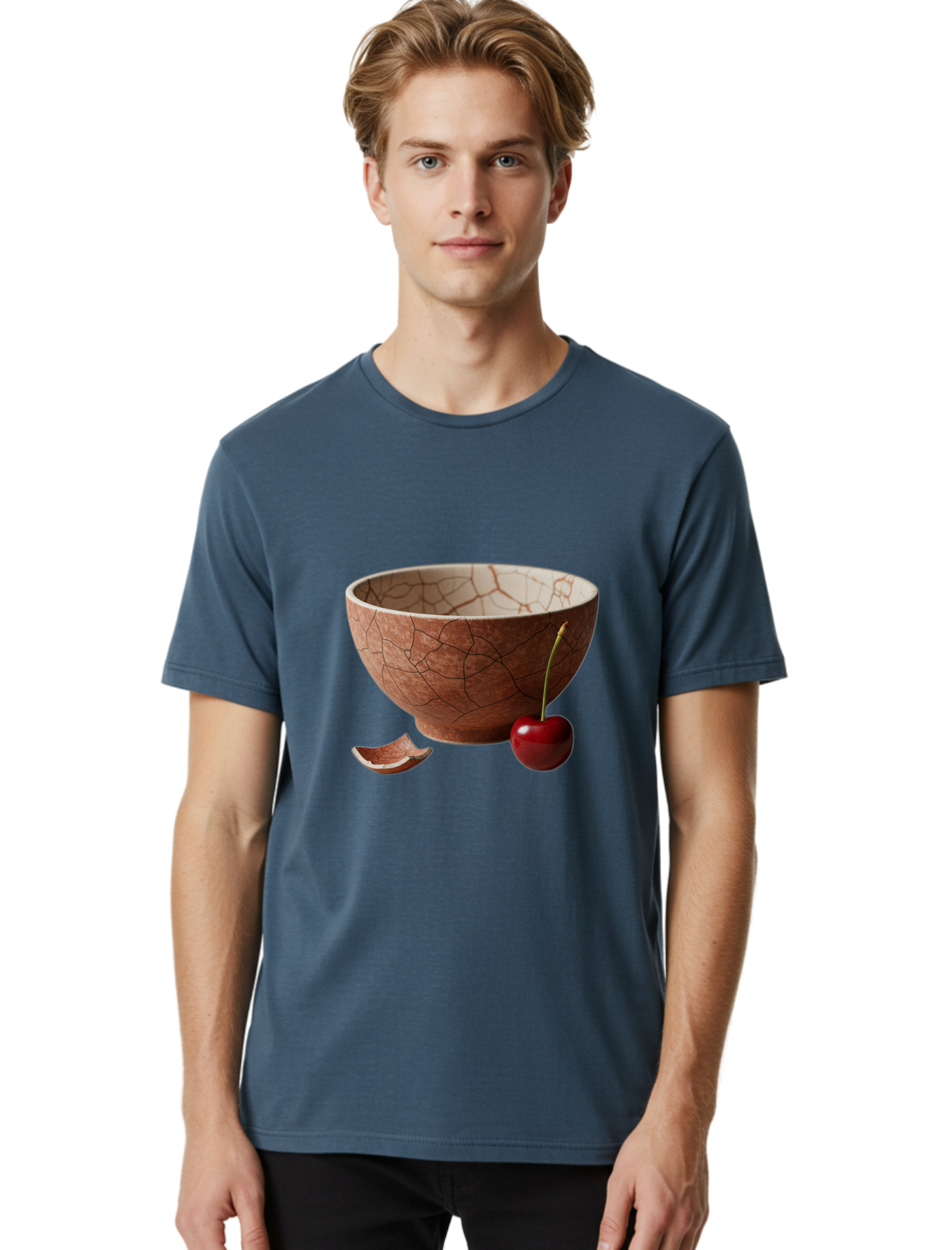 Kintsugi-Bowl-With-Cherry Men'S Graphic Tee, 100% Cotton, Comfortable Casual Summer Wear, Machine Washable, Vintage Camera, Old Camera, Antique Camera, Black Camera, Classic Photography, Photography Equipment, Nostalgic Device, Film Camera, Baj084