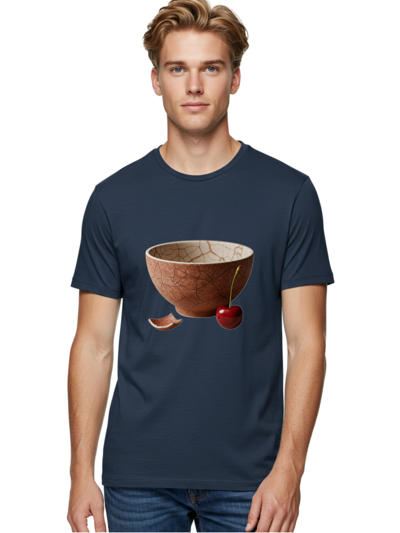 Kintsugi-Bowl-With-Cherry Men'S Graphic Tee, 100% Cotton, Comfortable Casual Summer Wear, Machine Washable, Vintage Camera, Old Camera, Antique Camera, Black Camera, Classic Photography, Photography Equipment, Nostalgic Device, Film Camera, Baj084