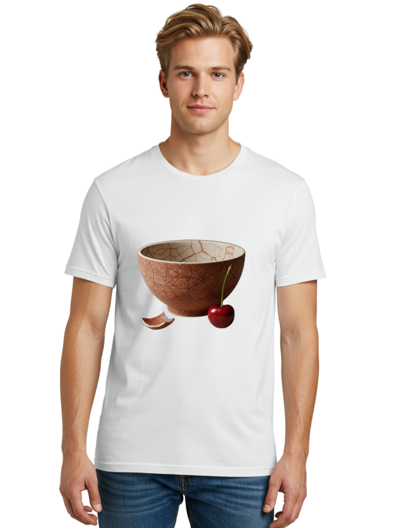 Kintsugi-Bowl-With-Cherry Men'S Graphic Tee, 100% Cotton, Comfortable Casual Summer Wear, Machine Washable, Vintage Camera, Old Camera, Antique Camera, Black Camera, Classic Photography, Photography Equipment, Nostalgic Device, Film Camera, Baj084