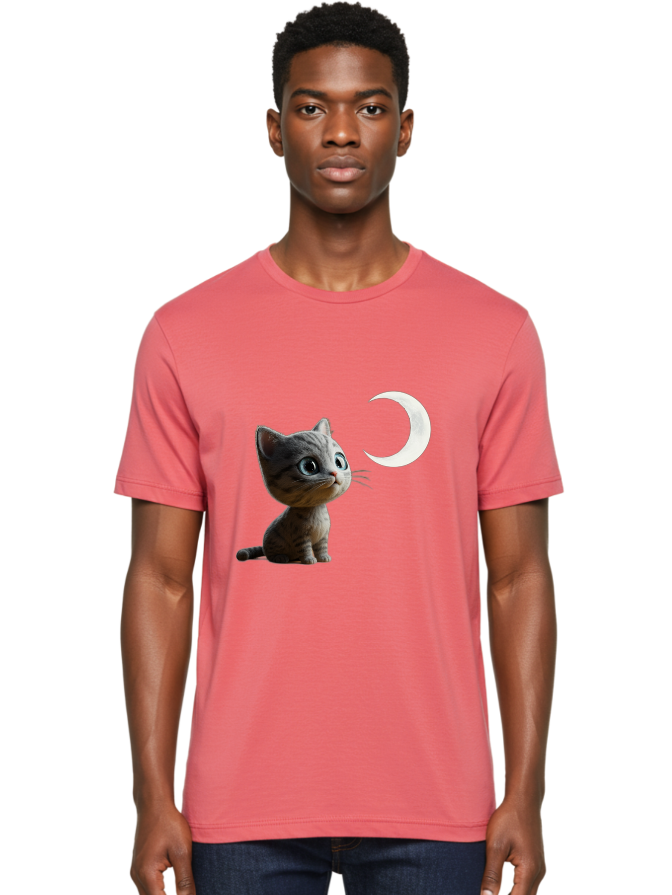 Kitten-And-Crescent-Moon Men'S Graphic Tee, 100% Cotton, Comfortable Casual Summer Wear, Machine Washable, Vintage Camera, Old Camera, Antique Camera, Black Camera, Classic Photography, Photography Equipment, Nostalgic Device, Film Camera, Baj085
