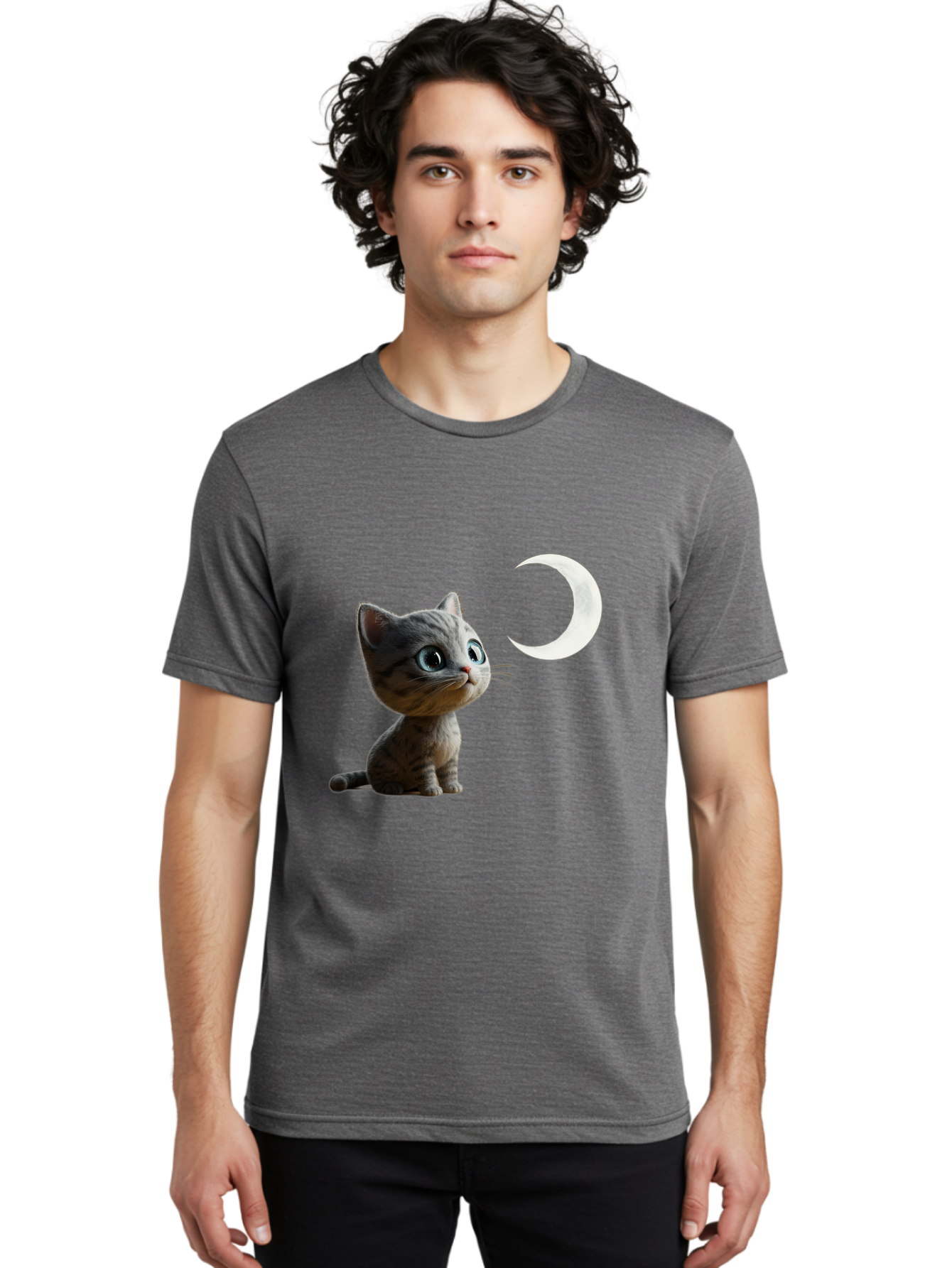 Kitten-And-Crescent-Moon Men'S Graphic Tee, 100% Cotton, Comfortable Casual Summer Wear, Machine Washable, Vintage Camera, Old Camera, Antique Camera, Black Camera, Classic Photography, Photography Equipment, Nostalgic Device, Film Camera, Baj085