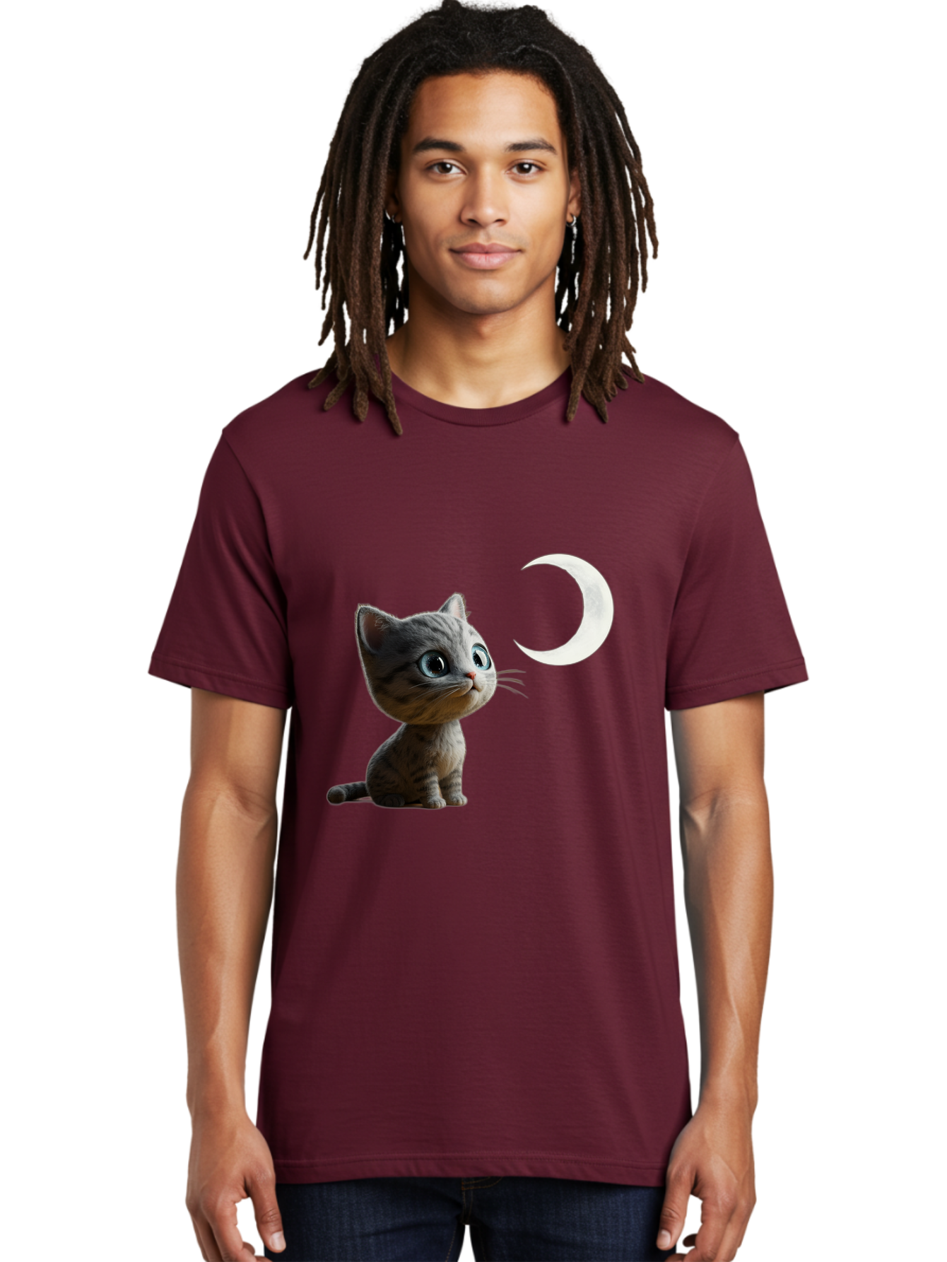 Kitten-And-Crescent-Moon Men'S Graphic Tee, 100% Cotton, Comfortable Casual Summer Wear, Machine Washable, Vintage Camera, Old Camera, Antique Camera, Black Camera, Classic Photography, Photography Equipment, Nostalgic Device, Film Camera, Baj085