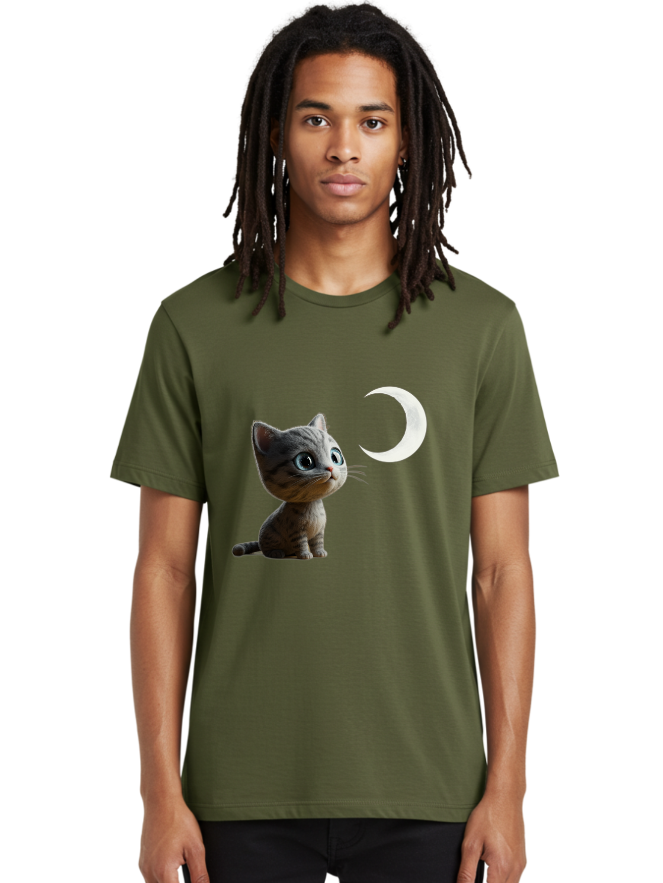 Kitten-And-Crescent-Moon Men'S Graphic Tee, 100% Cotton, Comfortable Casual Summer Wear, Machine Washable, Vintage Camera, Old Camera, Antique Camera, Black Camera, Classic Photography, Photography Equipment, Nostalgic Device, Film Camera, Baj085