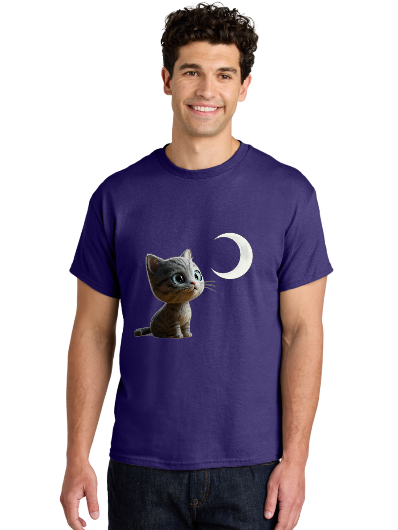 Kitten-And-Crescent-Moon Men'S Graphic Tee, 100% Cotton, Comfortable Casual Summer Wear, Machine Washable, Vintage Camera, Old Camera, Antique Camera, Black Camera, Classic Photography, Photography Equipment, Nostalgic Device, Film Camera, Baj085