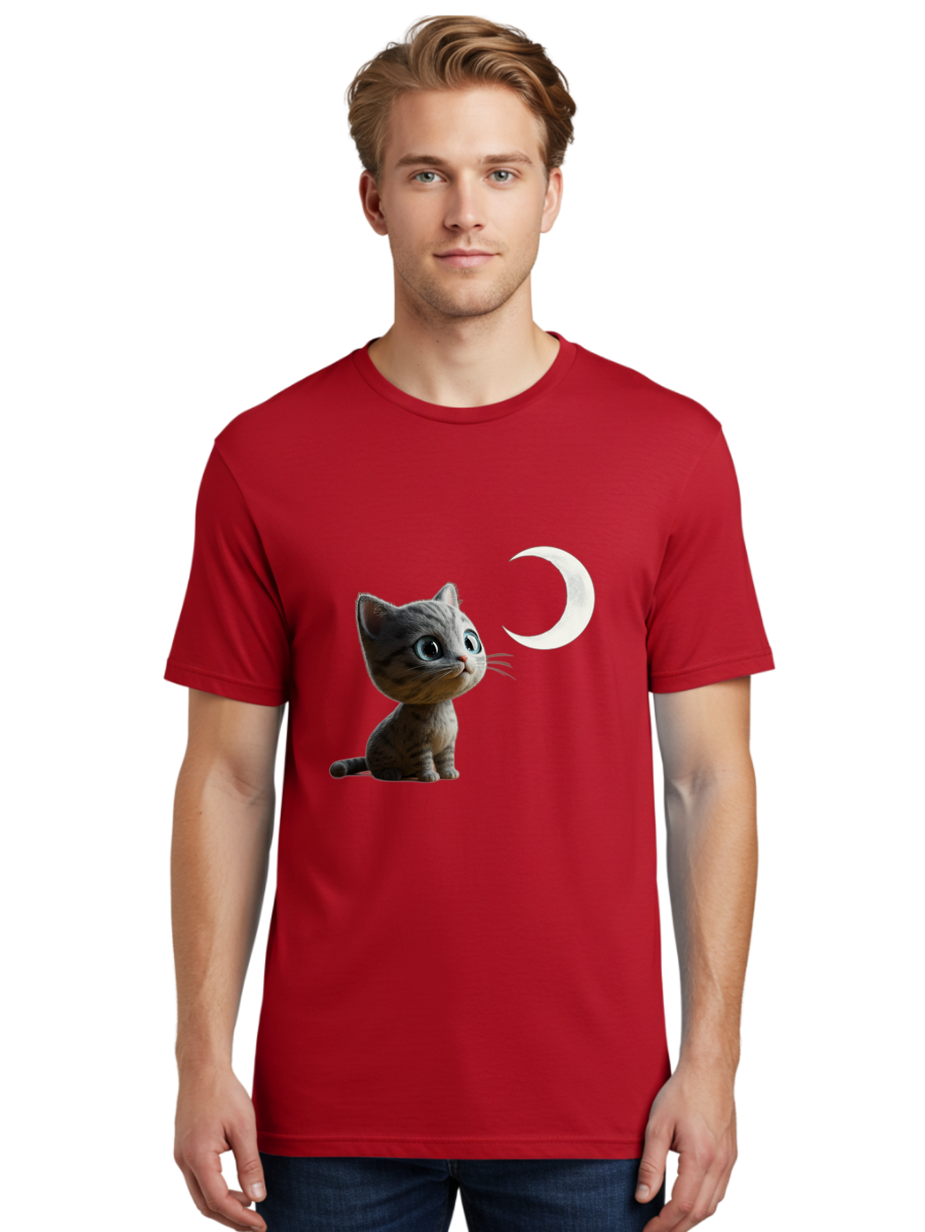 Kitten-And-Crescent-Moon Men'S Graphic Tee, 100% Cotton, Comfortable Casual Summer Wear, Machine Washable, Vintage Camera, Old Camera, Antique Camera, Black Camera, Classic Photography, Photography Equipment, Nostalgic Device, Film Camera, Baj085