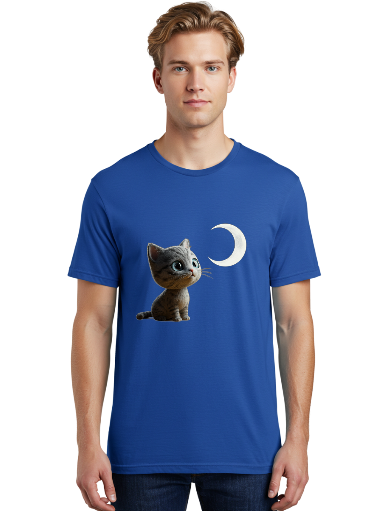 Kitten-And-Crescent-Moon Men'S Graphic Tee, 100% Cotton, Comfortable Casual Summer Wear, Machine Washable, Vintage Camera, Old Camera, Antique Camera, Black Camera, Classic Photography, Photography Equipment, Nostalgic Device, Film Camera, Baj085