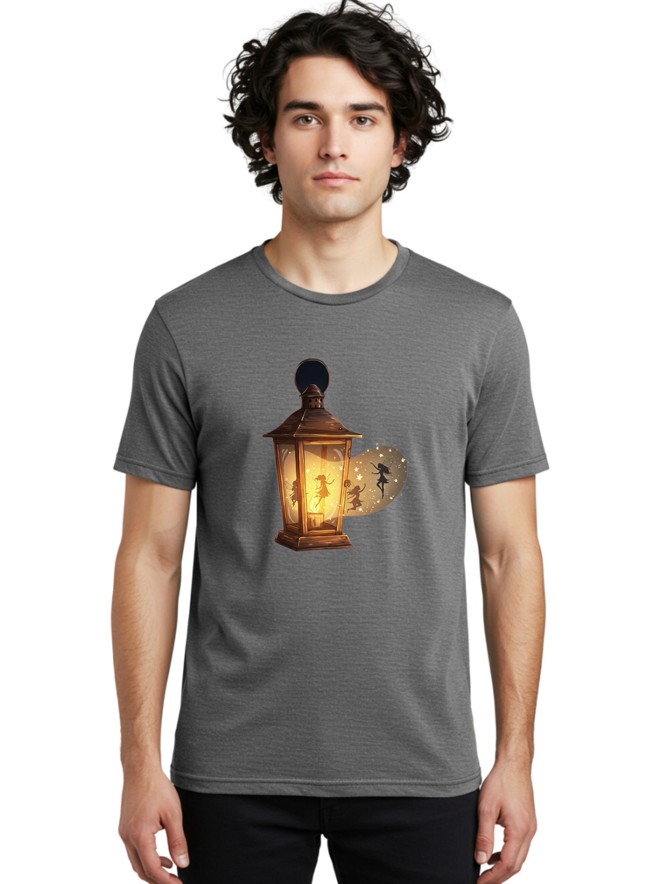 Lantern-With-Dancing-Fairy Men'S Graphic Tee, 100% Cotton, Comfortable Casual Summer Wear, Machine Washable, Vintage Camera, Old Camera, Antique Camera, Black Camera, Classic Photography, Photography Equipment, Nostalgic Device, Film Camera, Baj088