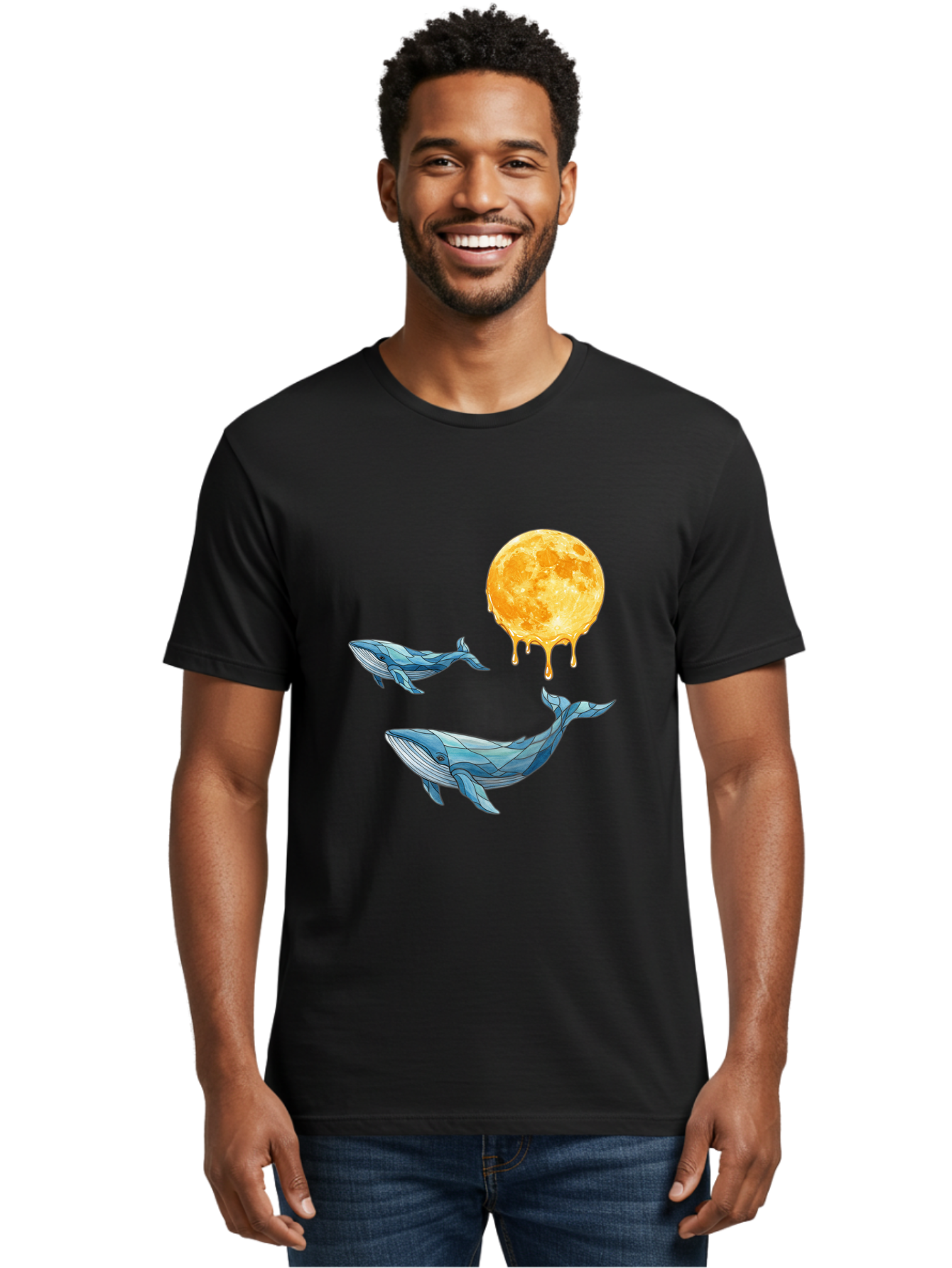 Low-Poly-Whales-Dripping-Moon Men'S Graphic Tee, 100% Cotton, Comfortable Casual Summer Wear, Machine Washable, Vintage Camera, Old Camera, Antique Camera, Black Camera, Classic Photography, Photography Equipment, Nostalgic Device, Baj093