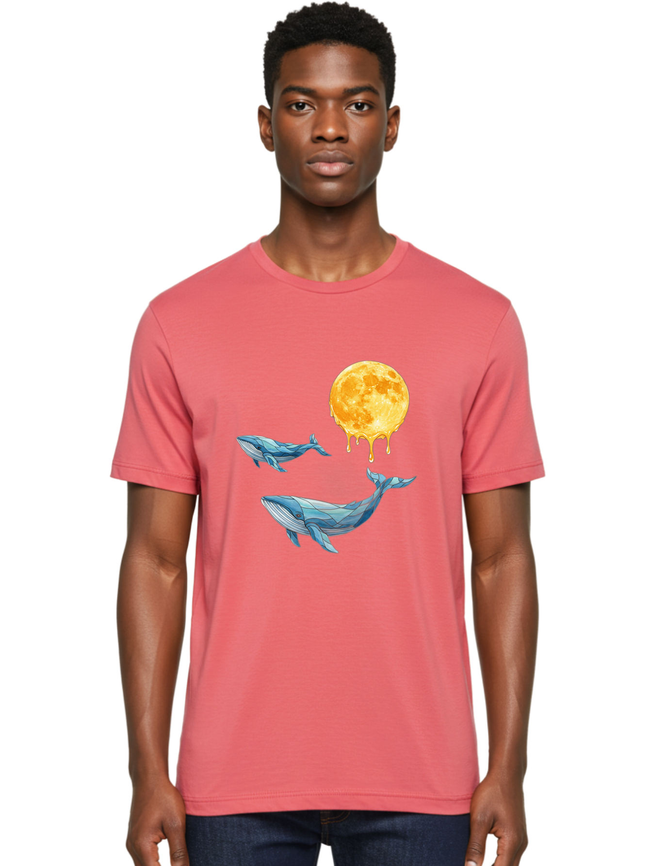 Low-Poly-Whales-Dripping-Moon Men'S Graphic Tee, 100% Cotton, Comfortable Casual Summer Wear, Machine Washable, Vintage Camera, Old Camera, Antique Camera, Black Camera, Classic Photography, Photography Equipment, Nostalgic Device, Baj093