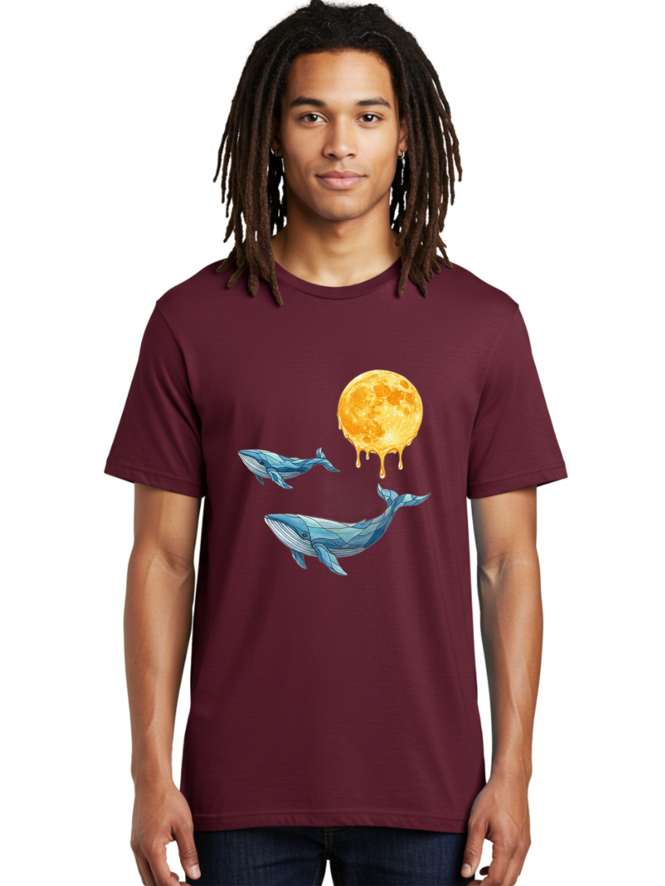 Low-Poly-Whales-Dripping-Moon Men'S Graphic Tee, 100% Cotton, Comfortable Casual Summer Wear, Machine Washable, Vintage Camera, Old Camera, Antique Camera, Black Camera, Classic Photography, Photography Equipment, Nostalgic Device, Baj093
