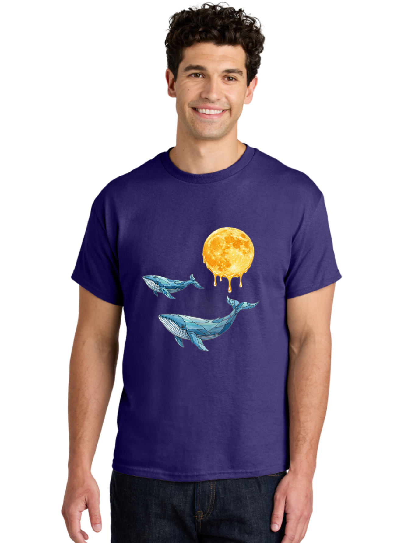 Low-Poly-Whales-Dripping-Moon Men'S Graphic Tee, 100% Cotton, Comfortable Casual Summer Wear, Machine Washable, Vintage Camera, Old Camera, Antique Camera, Black Camera, Classic Photography, Photography Equipment, Nostalgic Device, Baj093