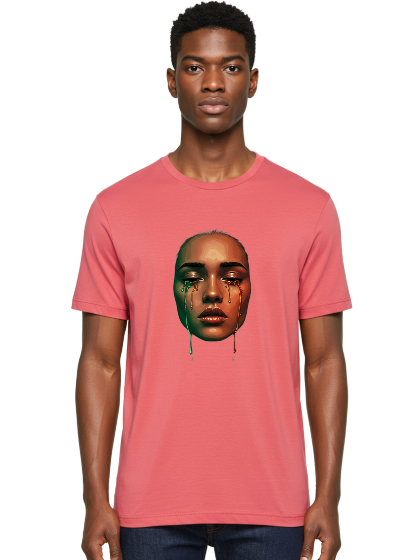 Melting-Face-1 Men'S Graphic Tee, 100% Cotton, Comfortable Casual Summer Wear, Machine Washable, Vintage Camera, Old Camera, Antique Camera, Black Camera, Classic Photography, Photography Equipment, Nostalgic Device, Film Camera, Camera Art Baj096