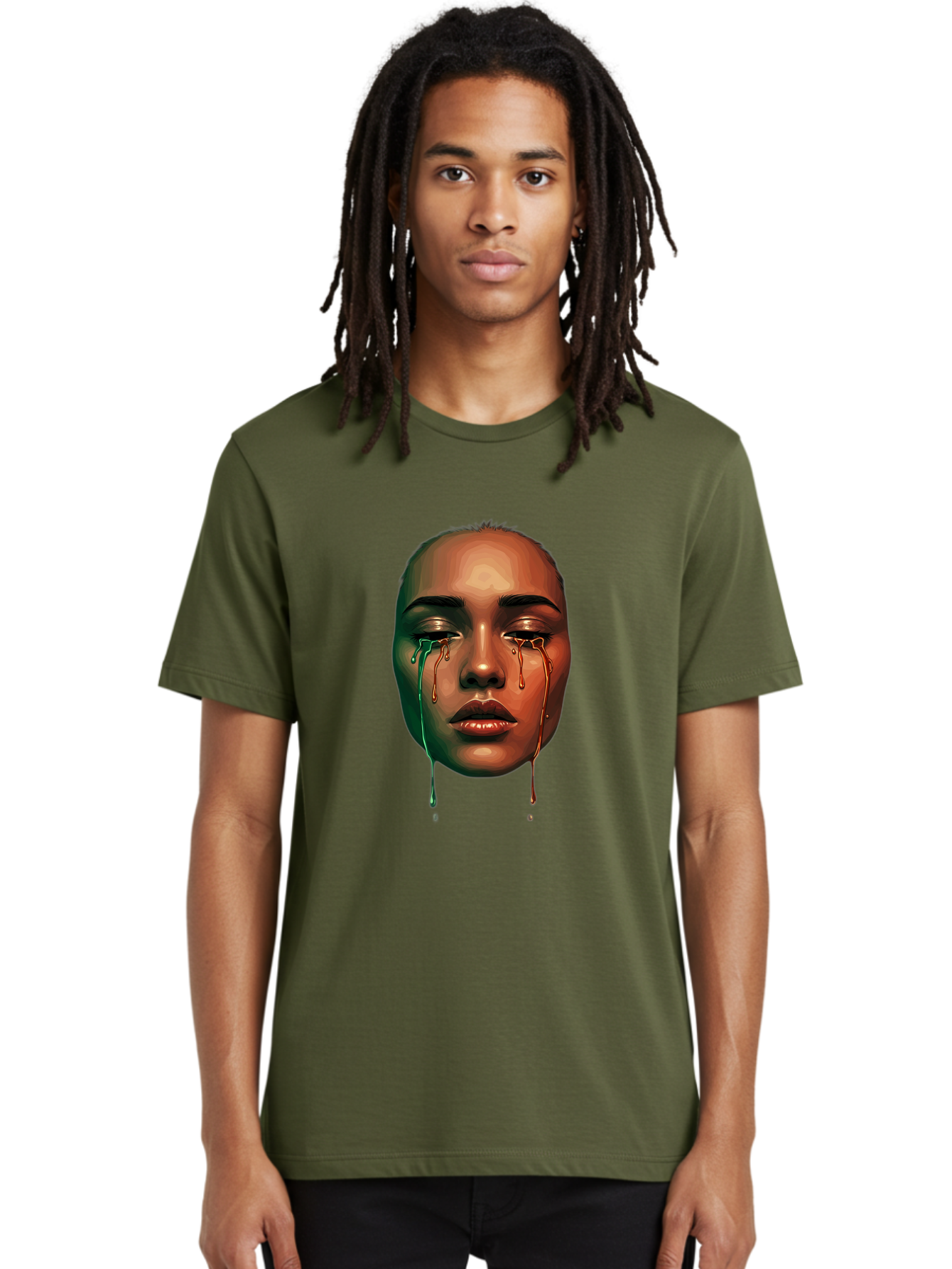 Melting-Face-1 Men'S Graphic Tee, 100% Cotton, Comfortable Casual Summer Wear, Machine Washable, Vintage Camera, Old Camera, Antique Camera, Black Camera, Classic Photography, Photography Equipment, Nostalgic Device, Film Camera, Camera Art Baj096