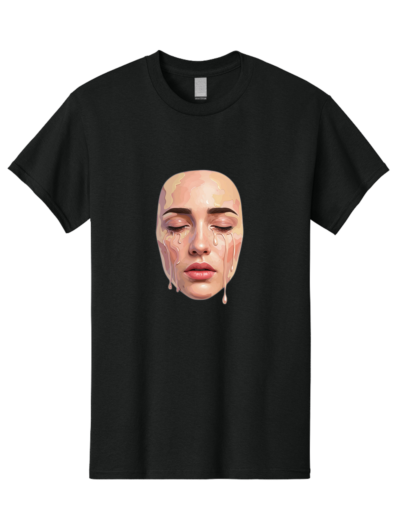 Melting-Face-2 Men'S Graphic Tee, 100% Cotton, Comfortable Casual Summer Wear, Machine Washable, Vintage Camera, Old Camera, Antique Camera, Black Camera, Classic Photography, Photography Equipment, Nostalgic Device, Film Camera, Camera Art Baj097