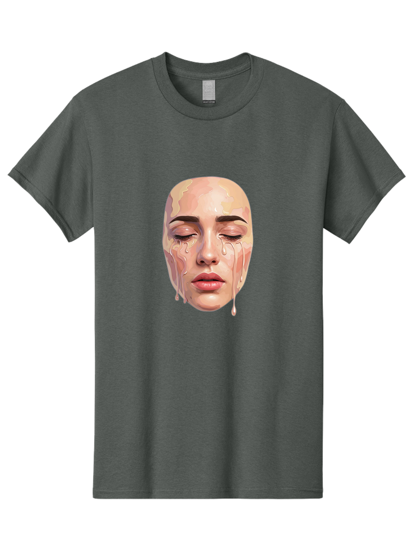 Melting-Face-2 Men'S Graphic Tee, 100% Cotton, Comfortable Casual Summer Wear, Machine Washable, Vintage Camera, Old Camera, Antique Camera, Black Camera, Classic Photography, Photography Equipment, Nostalgic Device, Film Camera, Camera Art Baj097