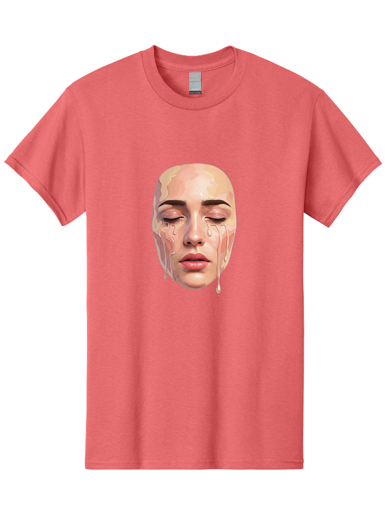 Melting-Face-2 Men'S Graphic Tee, 100% Cotton, Comfortable Casual Summer Wear, Machine Washable, Vintage Camera, Old Camera, Antique Camera, Black Camera, Classic Photography, Photography Equipment, Nostalgic Device, Film Camera, Camera Art Baj097