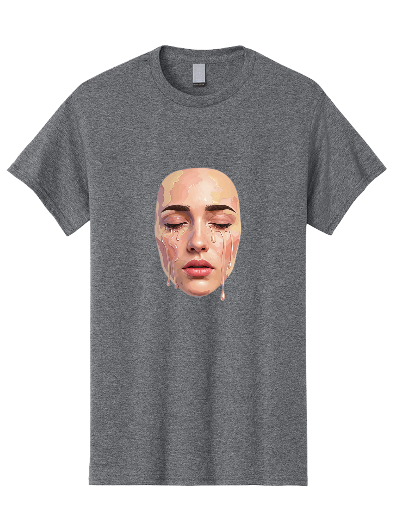 Melting-Face-2 Men'S Graphic Tee, 100% Cotton, Comfortable Casual Summer Wear, Machine Washable, Vintage Camera, Old Camera, Antique Camera, Black Camera, Classic Photography, Photography Equipment, Nostalgic Device, Film Camera, Camera Art Baj097
