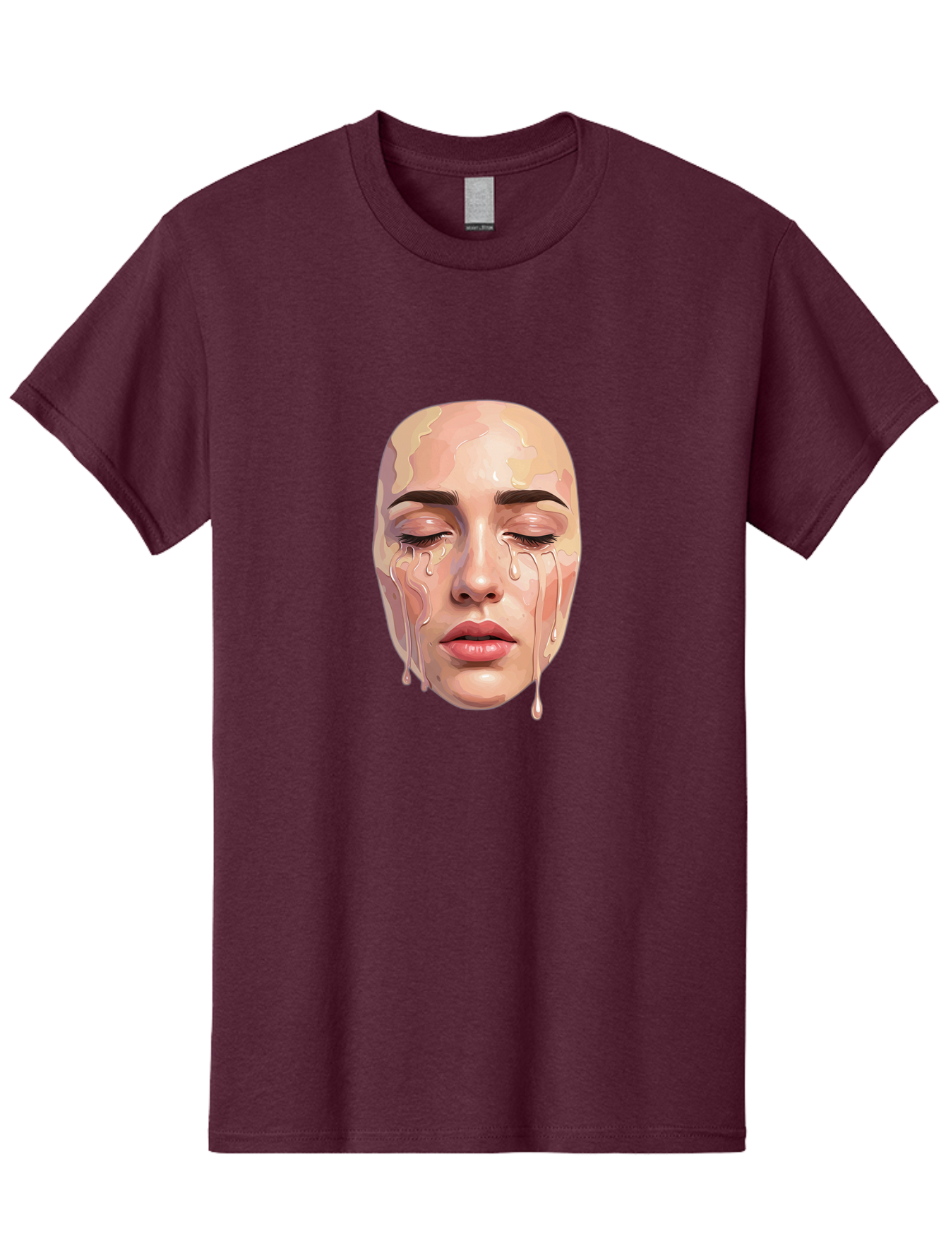 Melting-Face-2 Men'S Graphic Tee, 100% Cotton, Comfortable Casual Summer Wear, Machine Washable, Vintage Camera, Old Camera, Antique Camera, Black Camera, Classic Photography, Photography Equipment, Nostalgic Device, Film Camera, Camera Art Baj097