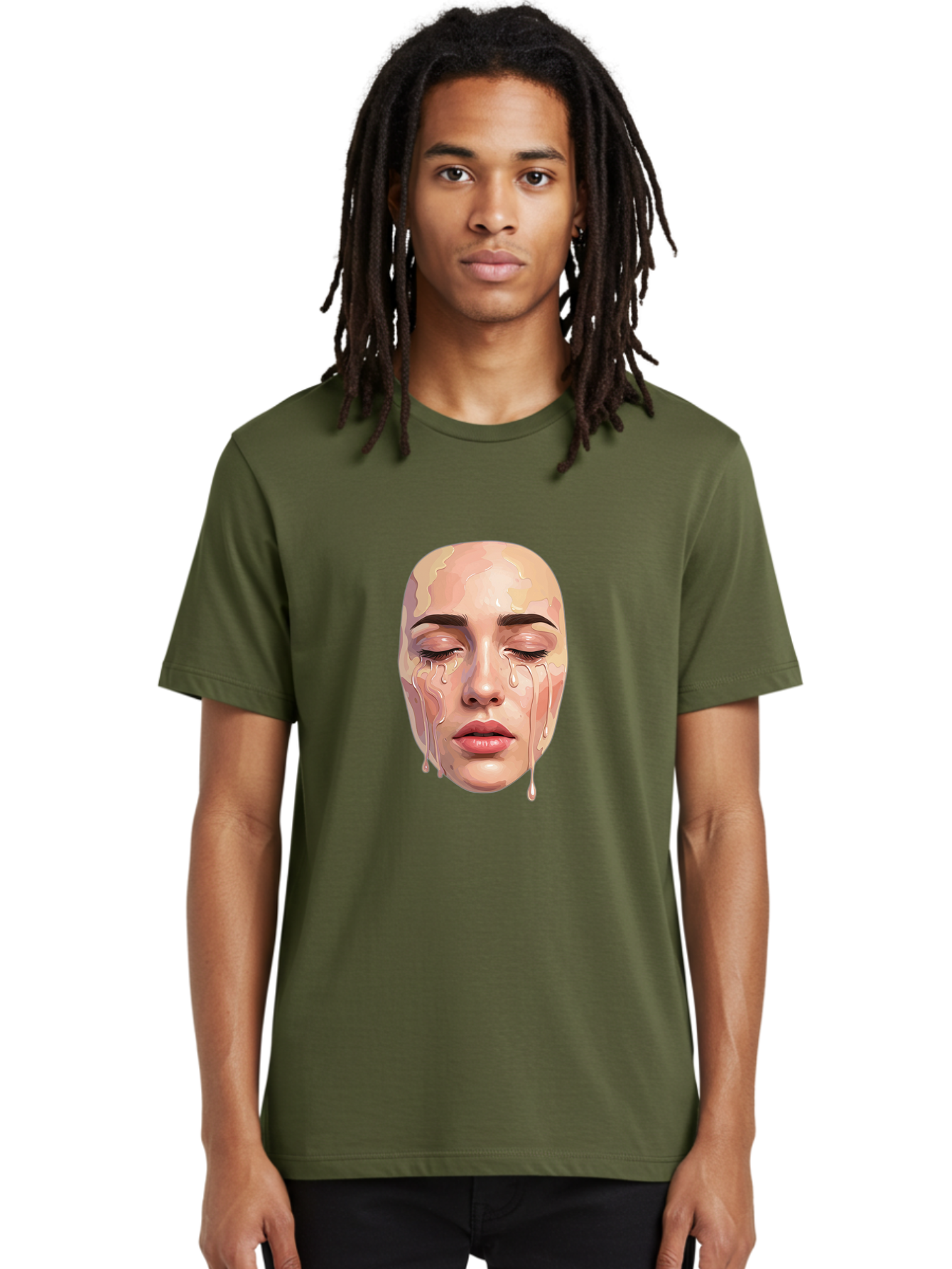Melting-Face-2 Men'S Graphic Tee, 100% Cotton, Comfortable Casual Summer Wear, Machine Washable, Vintage Camera, Old Camera, Antique Camera, Black Camera, Classic Photography, Photography Equipment, Nostalgic Device, Film Camera, Camera Art Baj097