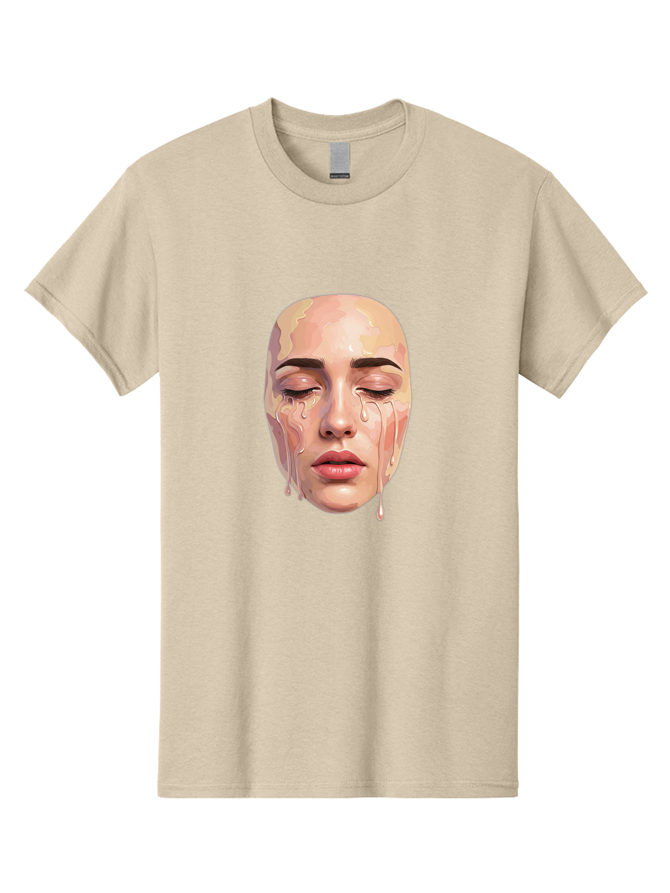 Melting-Face-2 Men'S Graphic Tee, 100% Cotton, Comfortable Casual Summer Wear, Machine Washable, Vintage Camera, Old Camera, Antique Camera, Black Camera, Classic Photography, Photography Equipment, Nostalgic Device, Film Camera, Camera Art Baj097