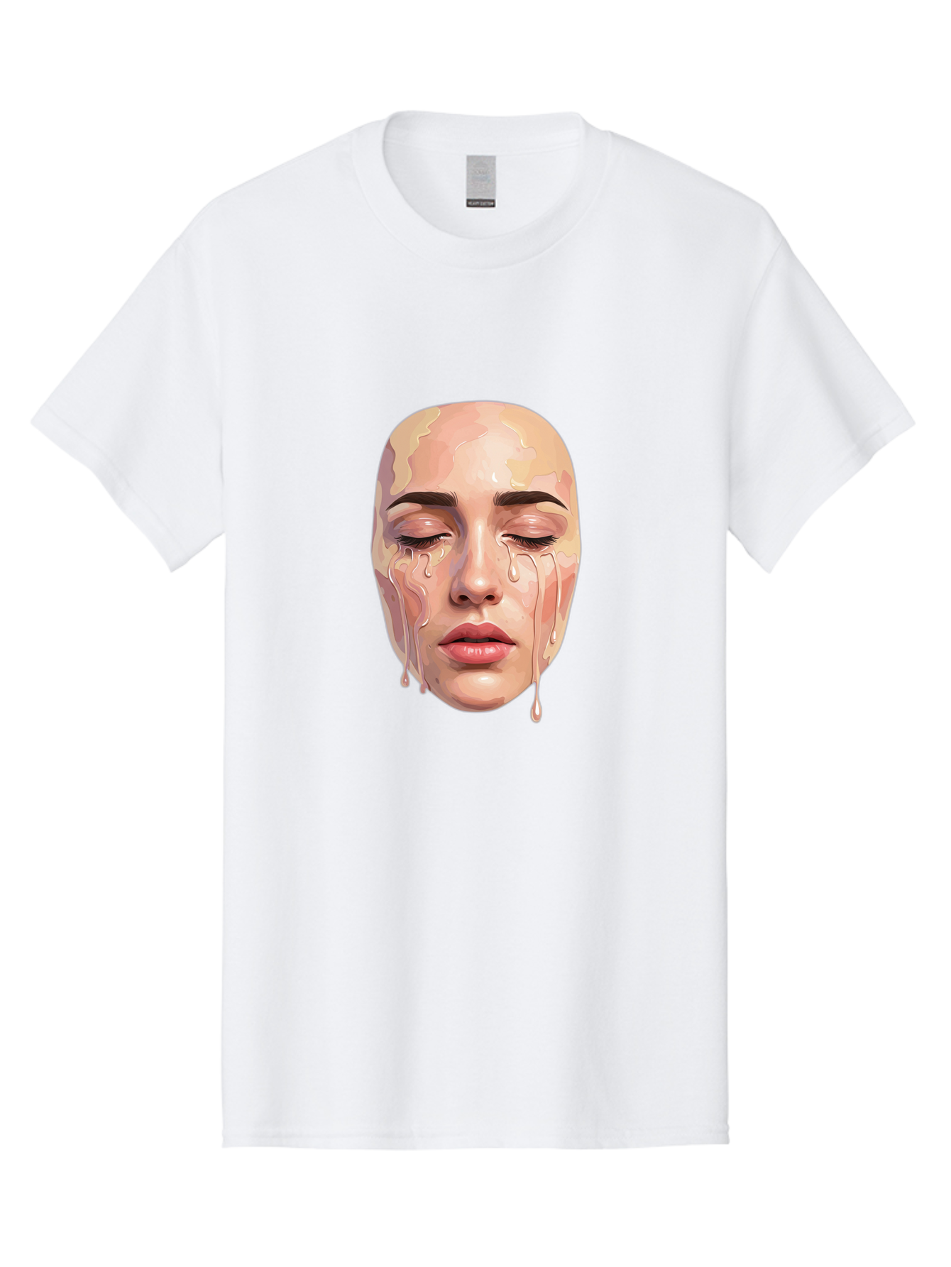 Melting-Face-2 Men'S Graphic Tee, 100% Cotton, Comfortable Casual Summer Wear, Machine Washable, Vintage Camera, Old Camera, Antique Camera, Black Camera, Classic Photography, Photography Equipment, Nostalgic Device, Film Camera, Camera Art Baj097