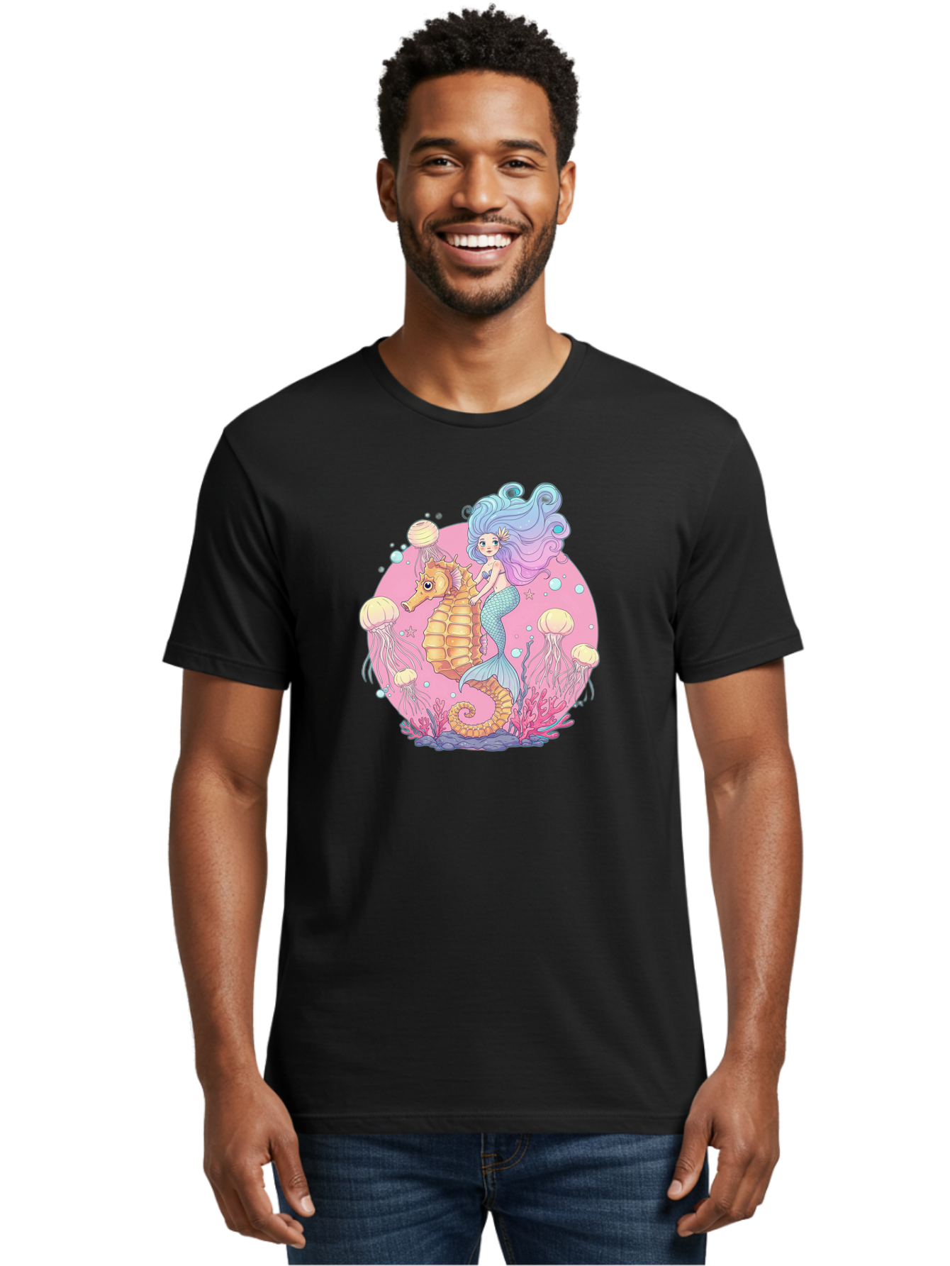 Mermaid-And-Seahorse Men'S Graphic Tee, 100% Cotton, Comfortable Casual Summer Wear, Machine Washable, Vintage Camera, Old Camera, Antique Camera, Black Camera, Classic Photography, Photography Equipment, Nostalgic Device, Film Camera, Baj101