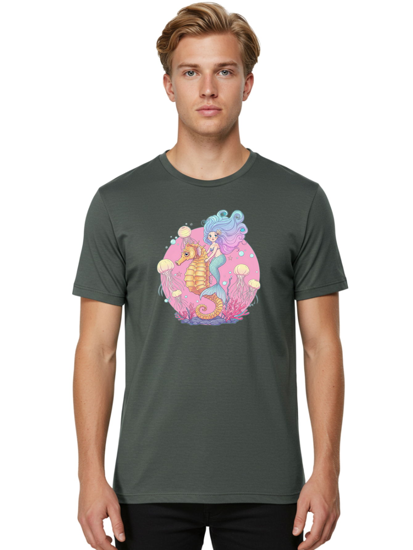 Mermaid-And-Seahorse Men'S Graphic Tee, 100% Cotton, Comfortable Casual Summer Wear, Machine Washable, Vintage Camera, Old Camera, Antique Camera, Black Camera, Classic Photography, Photography Equipment, Nostalgic Device, Film Camera, Baj101