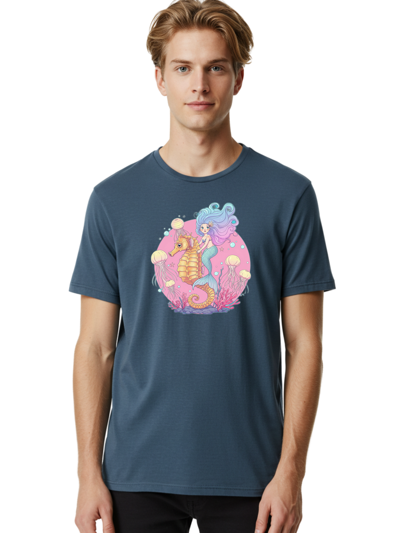 Mermaid-And-Seahorse Men'S Graphic Tee, 100% Cotton, Comfortable Casual Summer Wear, Machine Washable, Vintage Camera, Old Camera, Antique Camera, Black Camera, Classic Photography, Photography Equipment, Nostalgic Device, Film Camera, Baj101