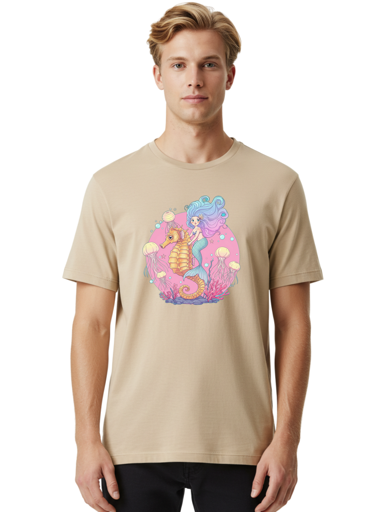 Mermaid-And-Seahorse Men'S Graphic Tee, 100% Cotton, Comfortable Casual Summer Wear, Machine Washable, Vintage Camera, Old Camera, Antique Camera, Black Camera, Classic Photography, Photography Equipment, Nostalgic Device, Film Camera, Baj101
