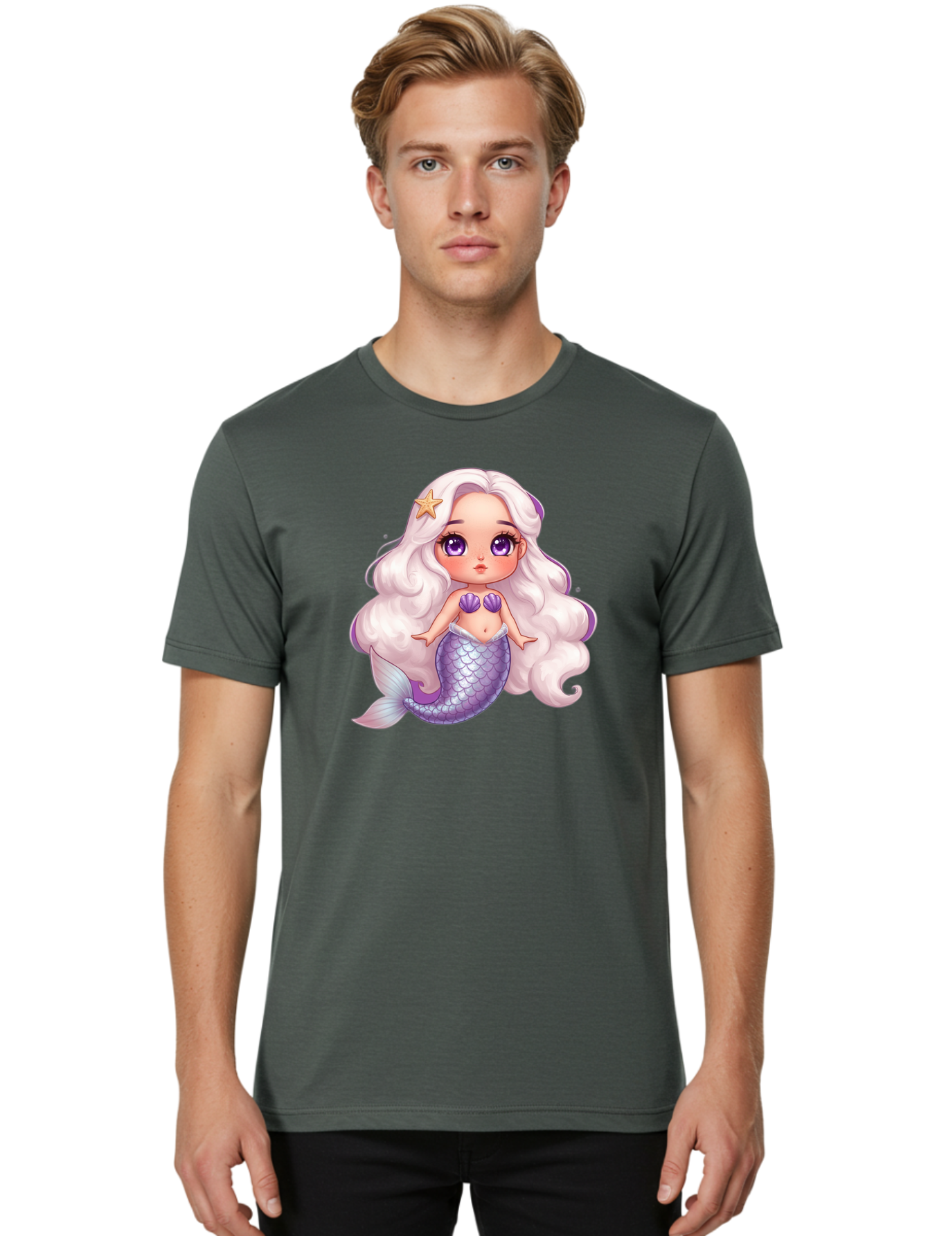 Mermaid-Girl-1 Men'S Graphic Tee, 100% Cotton, Comfortable Casual Summer Wear, Machine Washable, Vintage Camera, Old Camera, Antique Camera, Black Camera, Classic Photography, Photography Equipment, Nostalgic Device, Film Camera, Camera Art Baj103