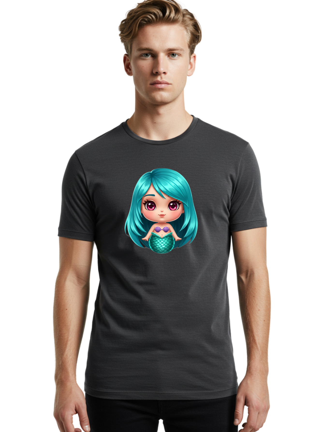 Mermaid-Girl-2 Men'S Graphic Tee, 100% Cotton, Comfortable Casual Summer Wear, Machine Washable, Vintage Camera, Old Camera, Antique Camera, Black Camera, Classic Photography, Photography Equipment, Nostalgic Device, Film Camera, Camera Art Baj104