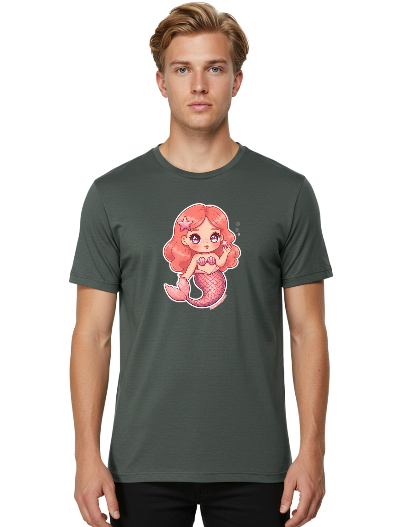 Mermaid-Girl-3 Men'S Graphic Tee, 100% Cotton, Comfortable Casual Summer Wear, Machine Washable, Vintage Camera, Old Camera, Antique Camera, Black Camera, Classic Photography, Photography Equipment, Nostalgic Device, Film Camera, Camera Art Baj105