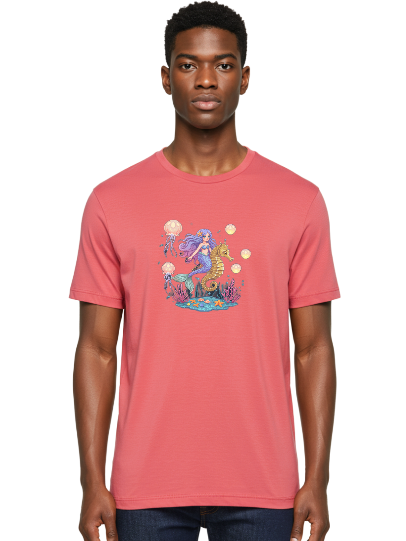 Mermaid-Riding-Seahorse Men'S Graphic Tee, 100% Cotton, Comfortable Casual Summer Wear, Machine Washable, Vintage Camera, Old Camera, Antique Camera, Black Camera, Classic Photography, Photography Equipment, Nostalgic Device, Film Camera, Baj109