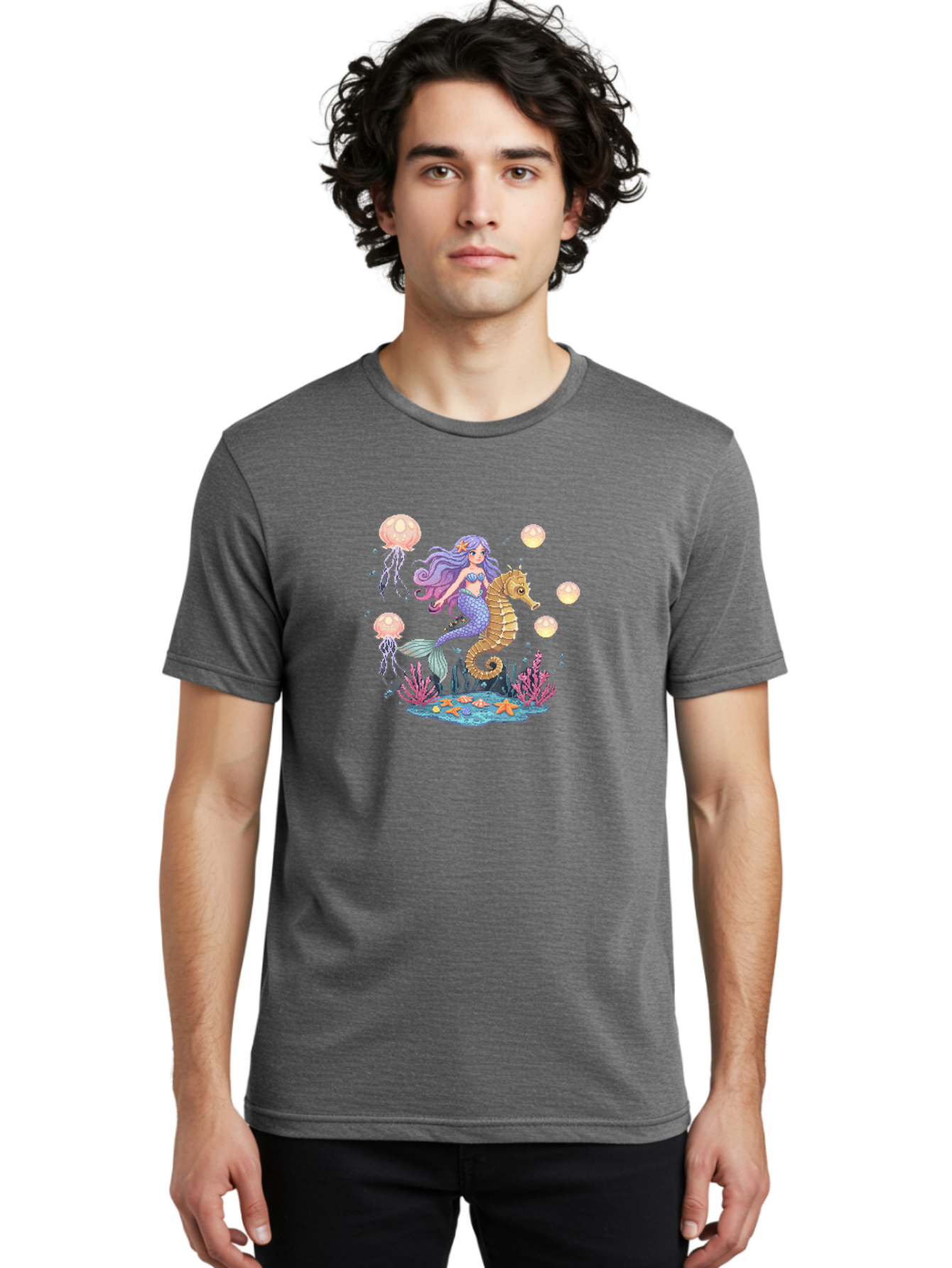 Mermaid-Riding-Seahorse Men'S Graphic Tee, 100% Cotton, Comfortable Casual Summer Wear, Machine Washable, Vintage Camera, Old Camera, Antique Camera, Black Camera, Classic Photography, Photography Equipment, Nostalgic Device, Film Camera, Baj109