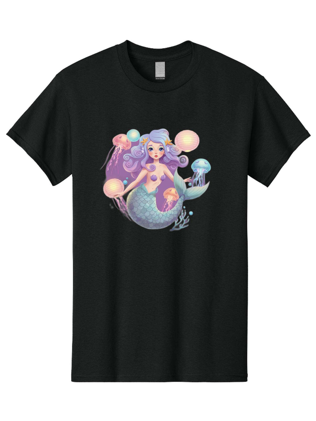 Mermaid-With-Jellyfish-1 Men'S Graphic Tee, 100% Cotton, Comfortable Casual Summer Wear, Machine Washable, Vintage Camera, Old Camera, Antique Camera, Black Camera, Classic Photography, Photography Equipment, Nostalgic Device, Film Camera, Baj110