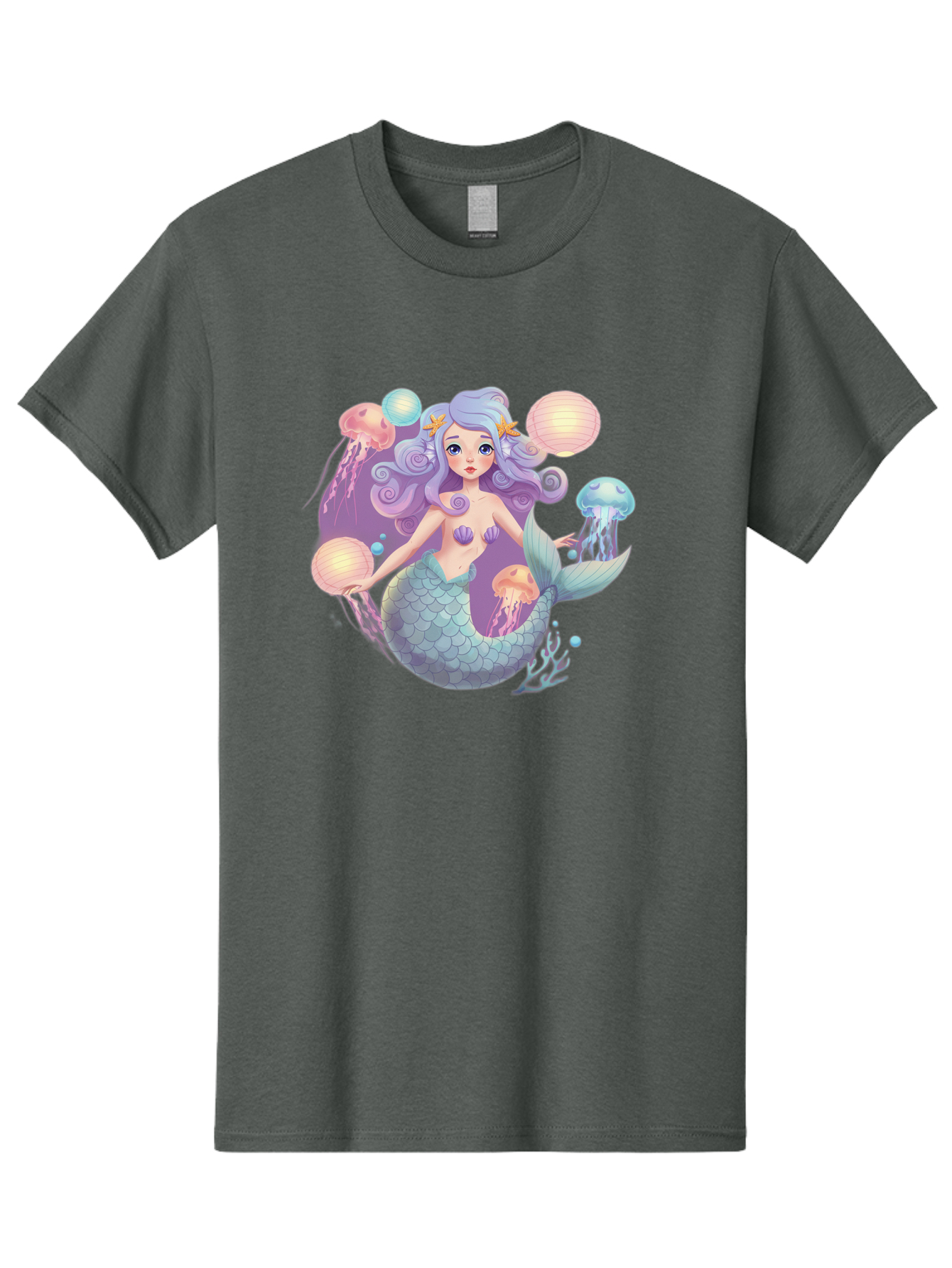 Mermaid-With-Jellyfish-1 Men'S Graphic Tee, 100% Cotton, Comfortable Casual Summer Wear, Machine Washable, Vintage Camera, Old Camera, Antique Camera, Black Camera, Classic Photography, Photography Equipment, Nostalgic Device, Film Camera, Baj110