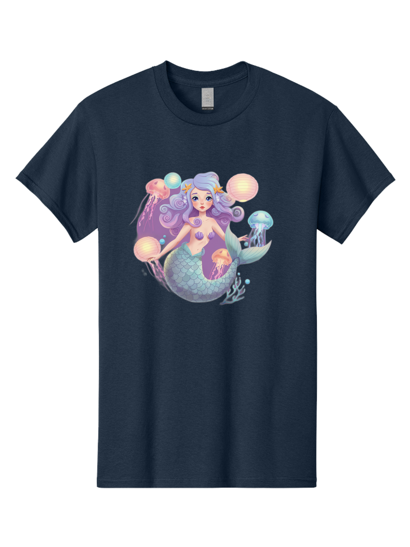 Mermaid-With-Jellyfish-1 Men'S Graphic Tee, 100% Cotton, Comfortable Casual Summer Wear, Machine Washable, Vintage Camera, Old Camera, Antique Camera, Black Camera, Classic Photography, Photography Equipment, Nostalgic Device, Film Camera, Baj110