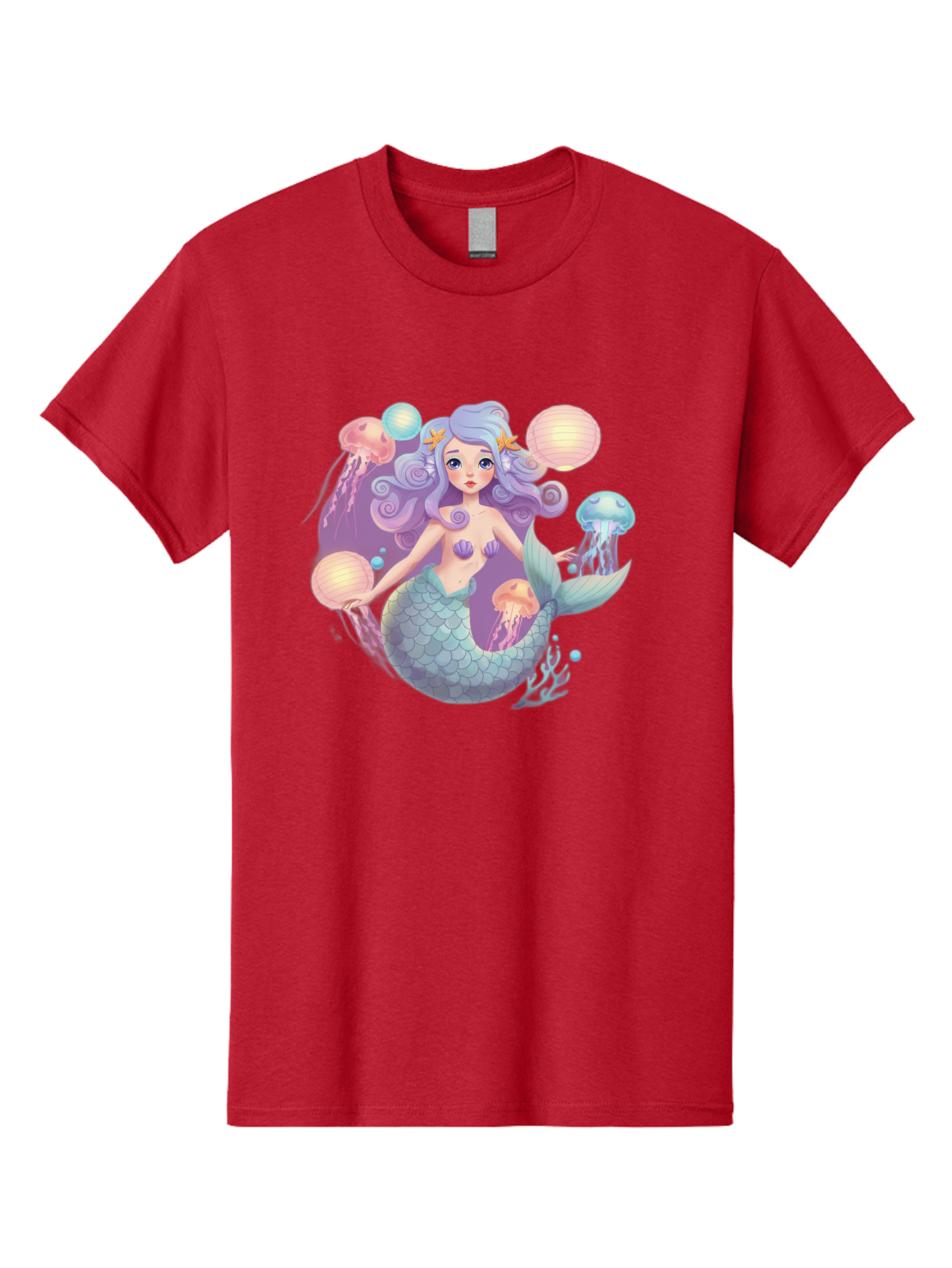 Mermaid-With-Jellyfish-1 Men'S Graphic Tee, 100% Cotton, Comfortable Casual Summer Wear, Machine Washable, Vintage Camera, Old Camera, Antique Camera, Black Camera, Classic Photography, Photography Equipment, Nostalgic Device, Film Camera, Baj110