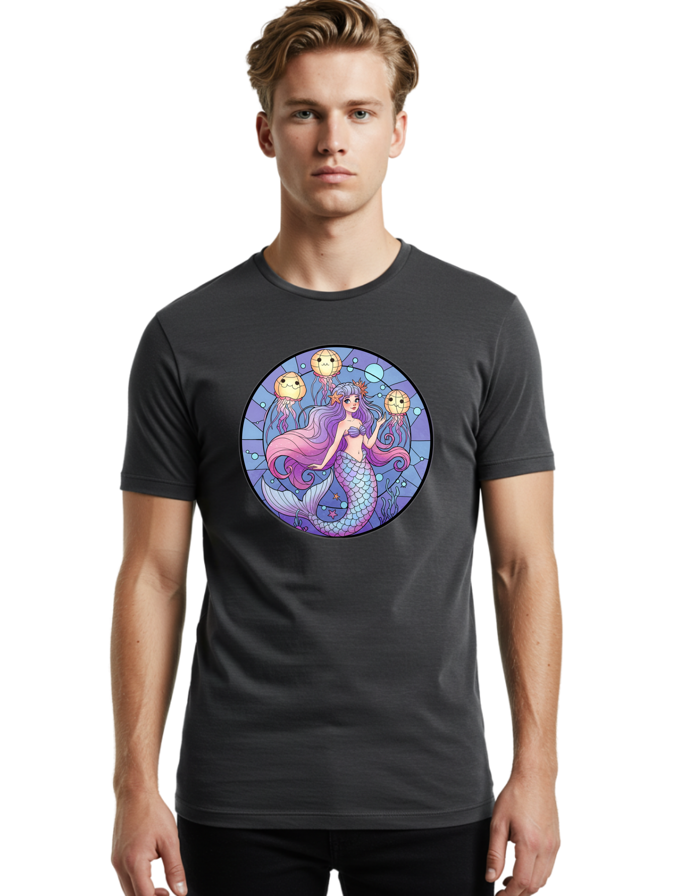 Mermaid-With-Jellyfish Men'S Graphic Tee, 100% Cotton, Comfortable Casual Summer Wear, Machine Washable, Vintage Camera, Old Camera, Antique Camera, Black Camera, Classic Photography, Photography Equipment, Nostalgic Device, Film Camera, Baj111