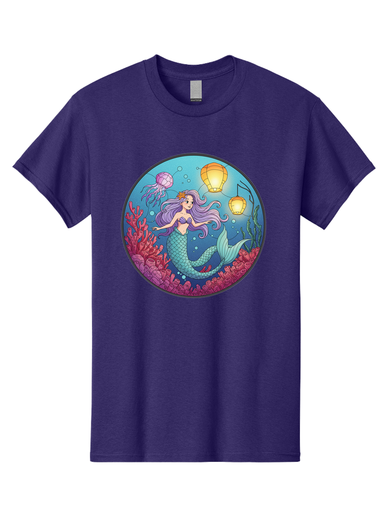 Mermaid-With-Lanterns-1 Men'S Graphic Tee, 100% Cotton, Comfortable Casual Summer Wear, Machine Washable, Vintage Camera, Old Camera, Antique Camera, Black Camera, Classic Photography, Photography Equipment, Nostalgic Device, Film Camera, Baj112