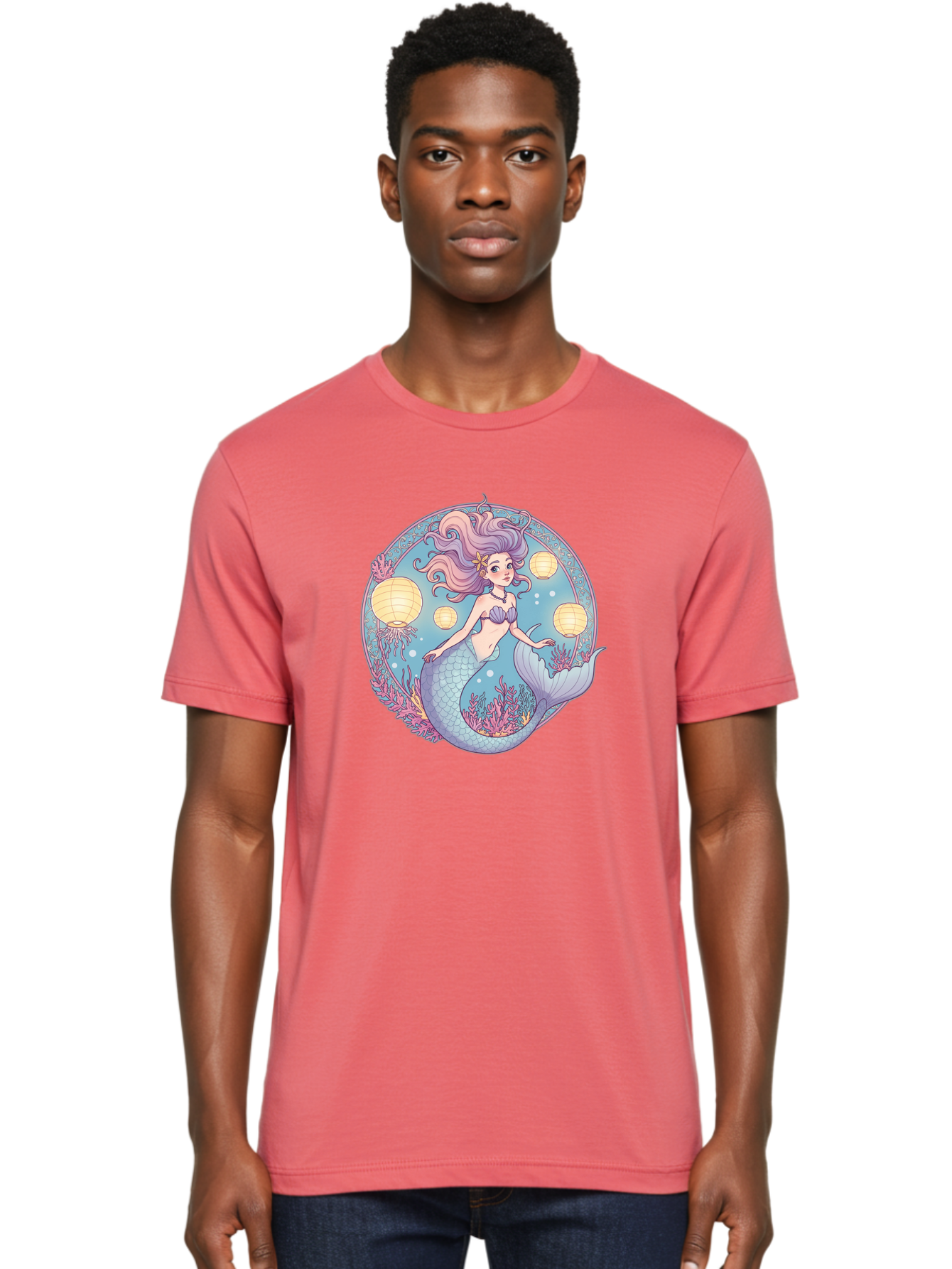 Mermaid-With-Lanterns Men'S Graphic Tee, 100% Cotton, Comfortable Casual Summer Wear, Machine Washable, Vintage Camera, Old Camera, Antique Camera, Black Camera, Classic Photography, Photography Equipment, Nostalgic Device, Film Camera, Baj113
