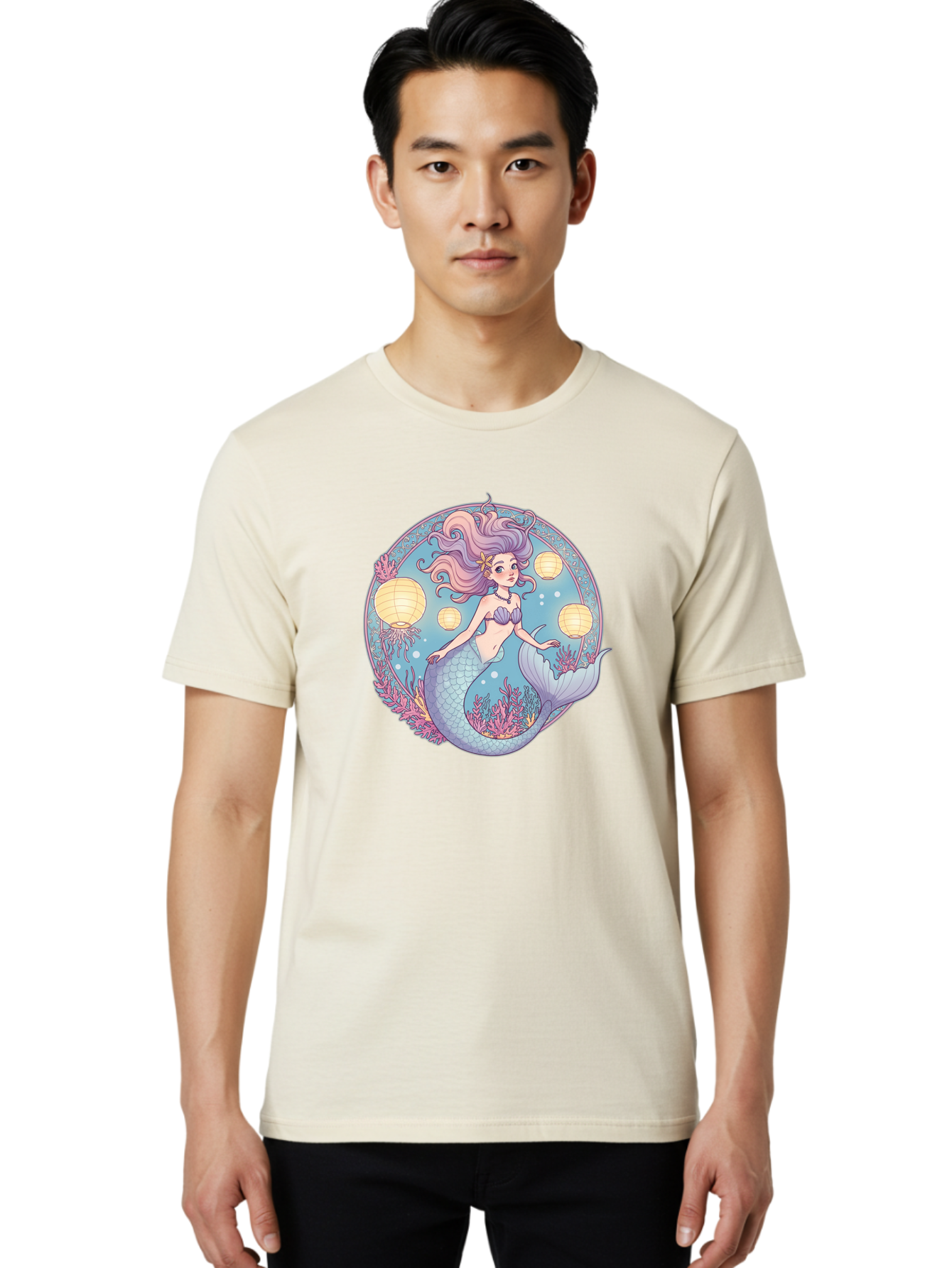 Mermaid-With-Lanterns Men'S Graphic Tee, 100% Cotton, Comfortable Casual Summer Wear, Machine Washable, Vintage Camera, Old Camera, Antique Camera, Black Camera, Classic Photography, Photography Equipment, Nostalgic Device, Film Camera, Baj113